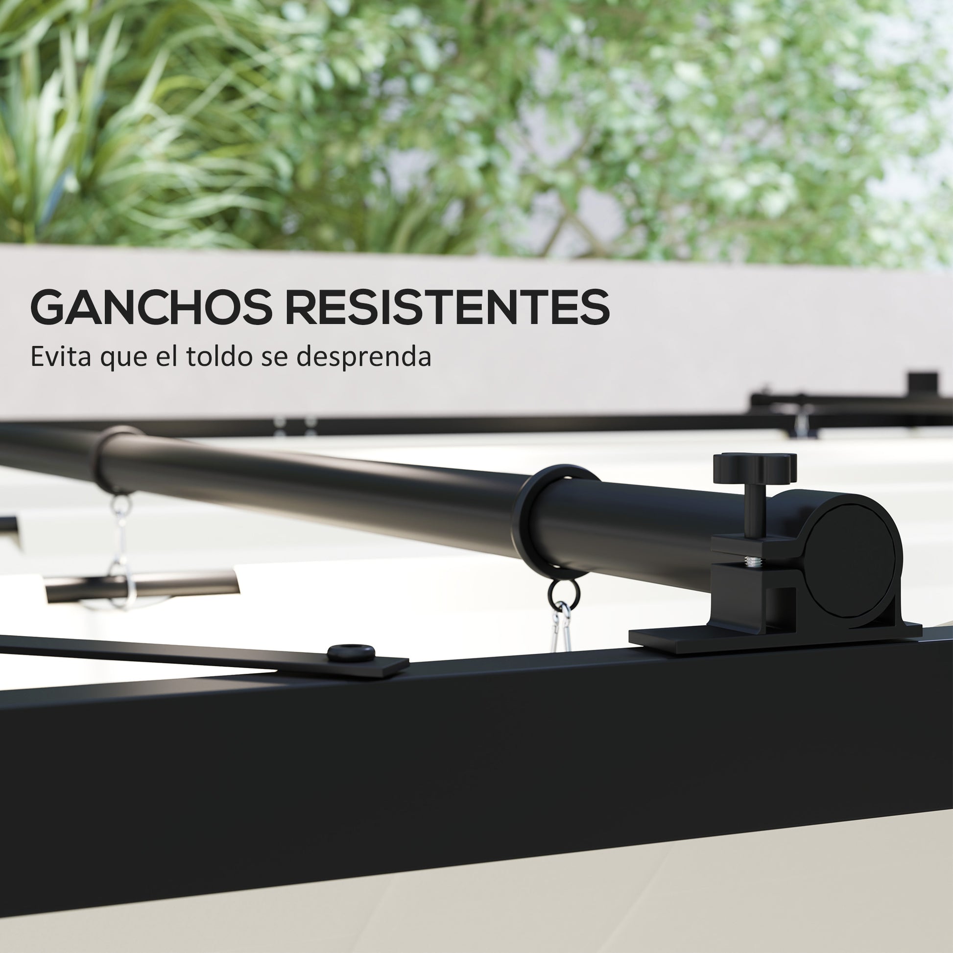 Outsunny Pérgola de Jardín 3x3 m con Techo Retráctil y Accesorio Magnético, Cenador de Jardín con Protección UV30+, Columnas Metálicas y Ganchos, Pabellón para Patio, Terraza, Exterior, Blanco Crema