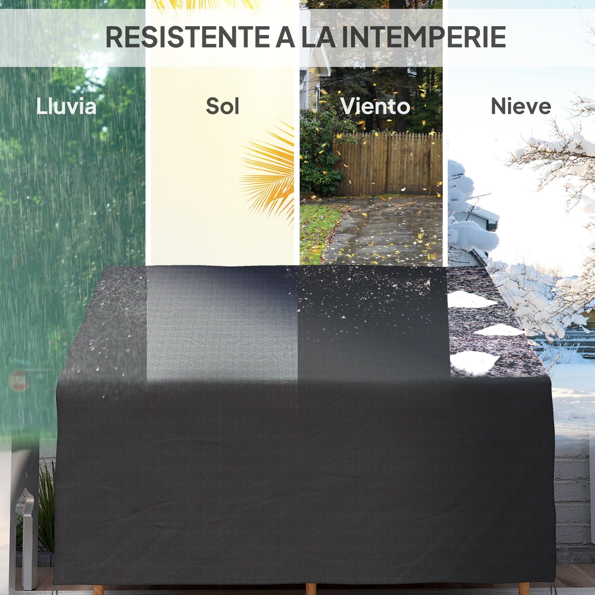 Outsunny Funda para Banco de Jardín 2 Plazas, Funda Sofá Exterior Impermeable, Tela Oxford 600D con Recubrimiento, 140x84x56/94 cm para Patio, Terraza, Negro