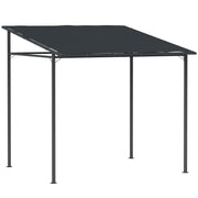 Outsunny Pérgola de Pared 2,4x2,4 m Cenador de Jardín con Techo Inclinado Protección UV 30+ Impermeable y Marco de Metal para Patio Terraza Balcón Gris Oscuro