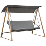 Outsunny Columpio Balancín de Jardín de 3 Plazas con Techo Ajustable Asiento Acolchado y Marco de Acero para Patio Terraza Exterior Carga 280 kg 224x133x173 cm Gris