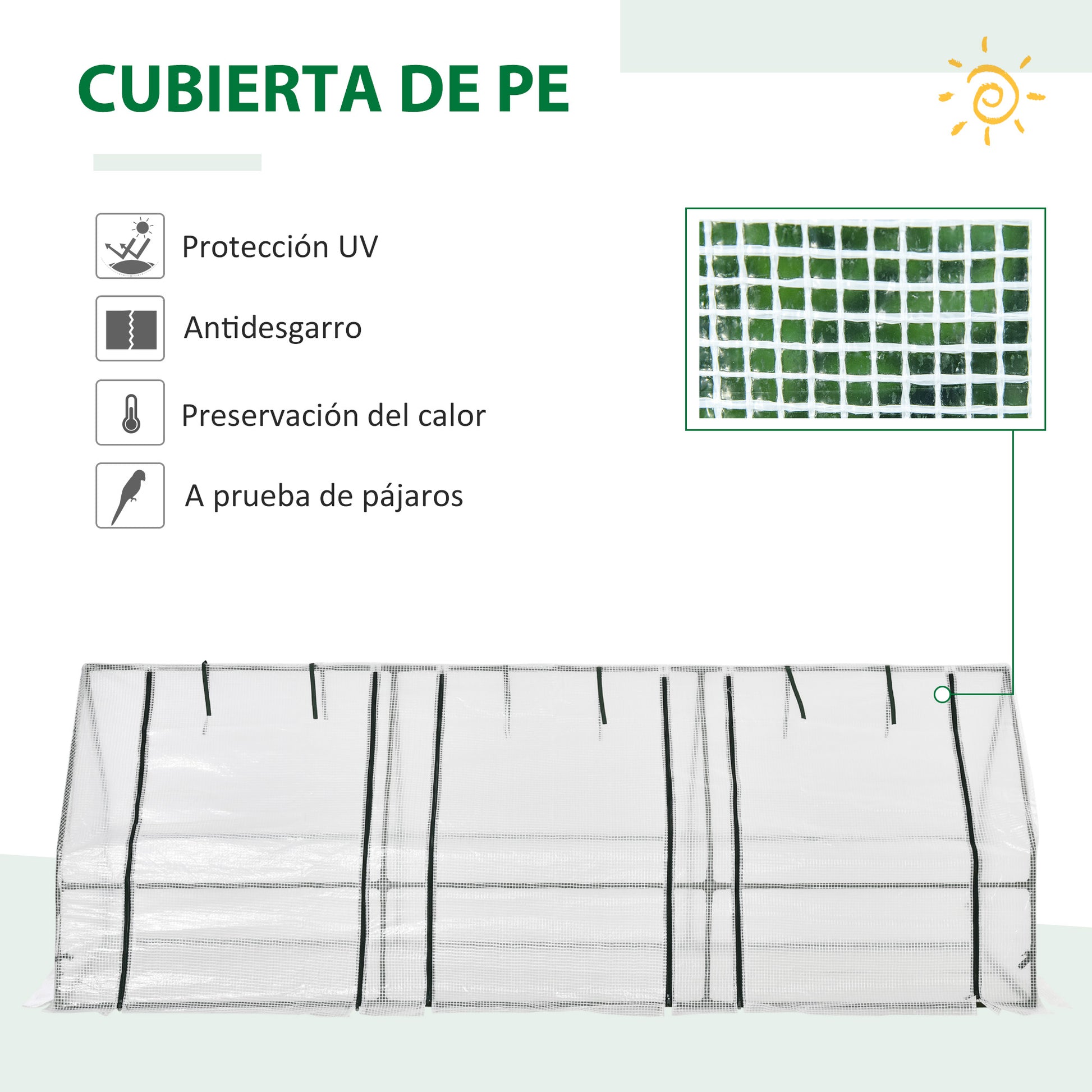 Outsunny Invernadero de Exterior Invernadero de Jardín 270x90x90 cm Tipo Caseta con 3 Ventanas Marco de Acero Invernadero de Terraza para Cultivo Plantas Flores Tomates Blanco