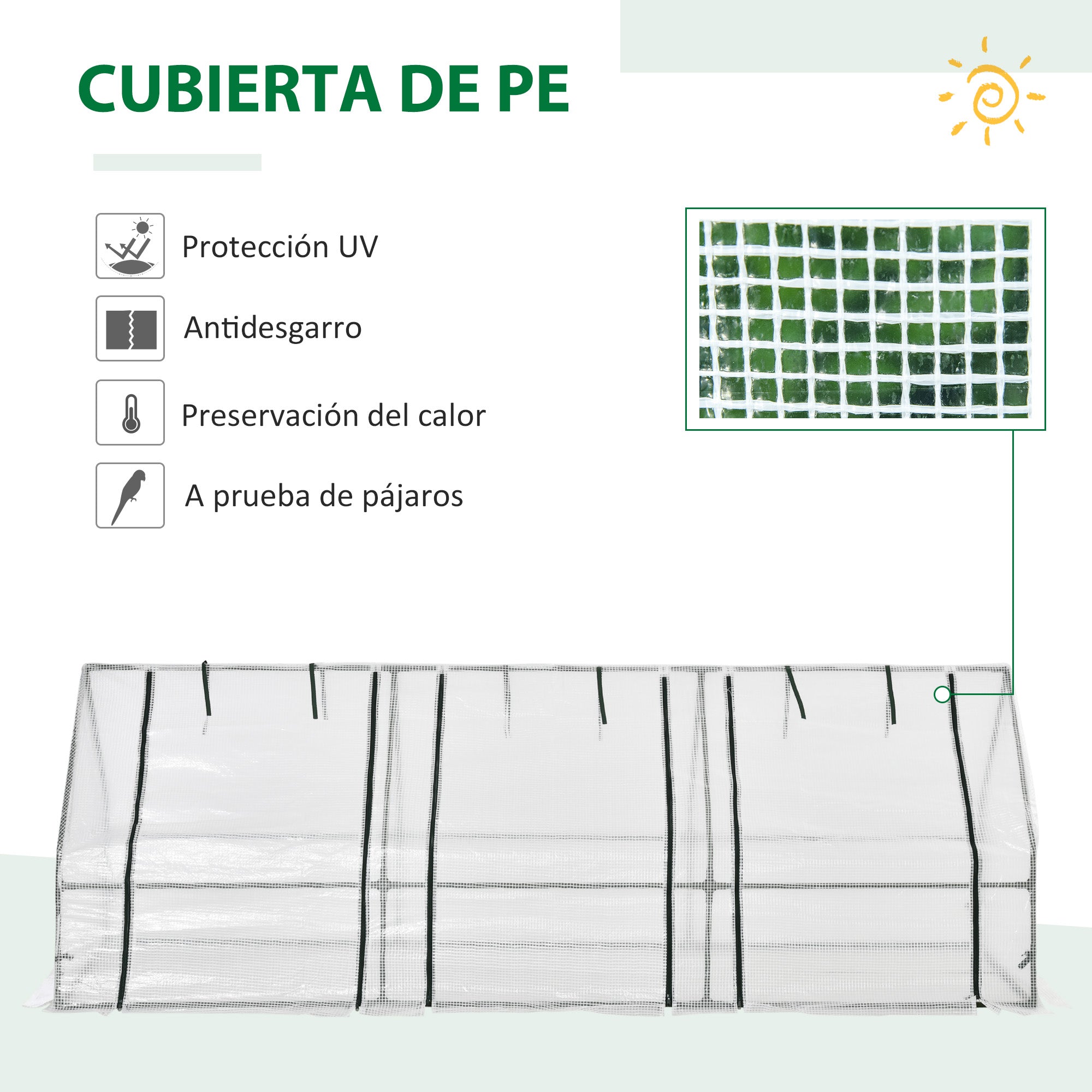 Outsunny Invernadero de Exterior Invernadero de Jardín 270x90x90 cm Tipo Caseta con 3 Ventanas Marco de Acero Invernadero de Terraza para Cultivo Plantas Flores Tomates Blanco