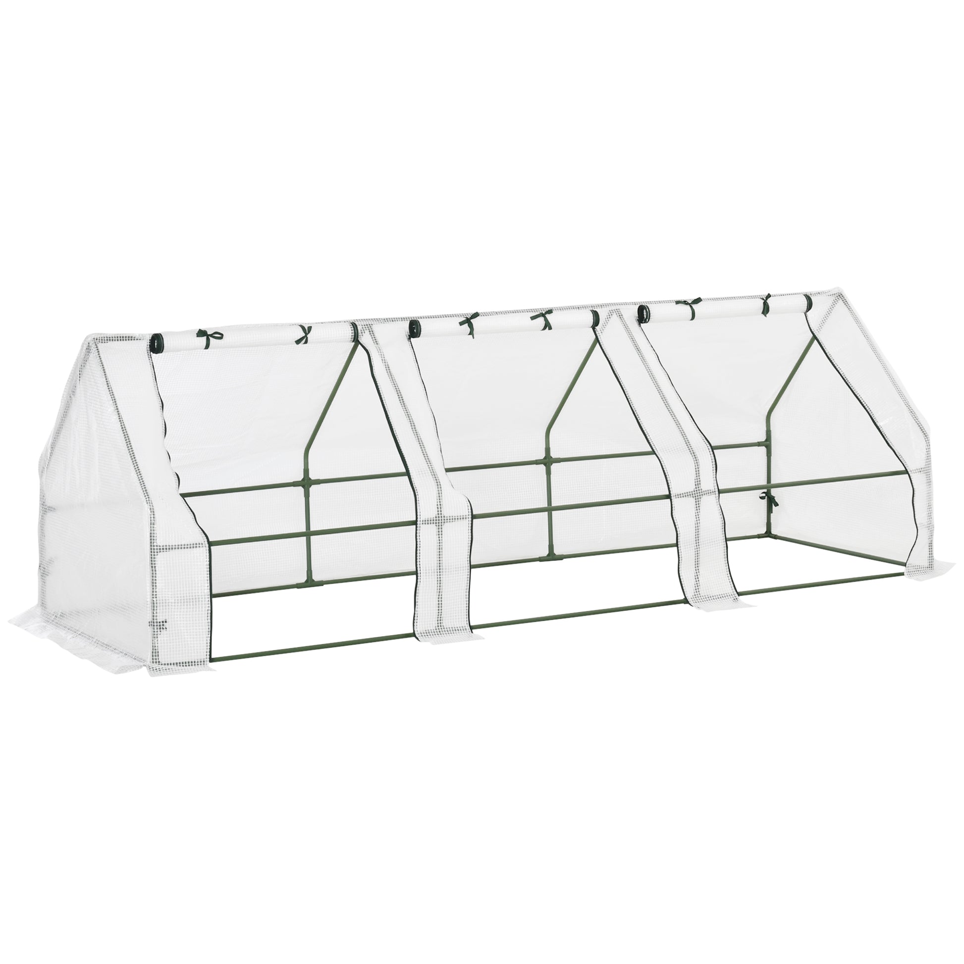 Outsunny Invernadero de Exterior Invernadero de Jardín 270x90x90 cm Tipo Caseta con 3 Ventanas Marco de Acero Invernadero de Terraza para Cultivo Plantas Flores Tomates Blanco