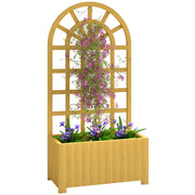Outsunny Jardinera con Enrejado de Madera, Jardinera Exterior Grande para Plantas Trepadoras, con Ofricios de Drenaje, Macetero Elevado para Jardín, Patio, Terraza, 60x30x120 cm, Natural
