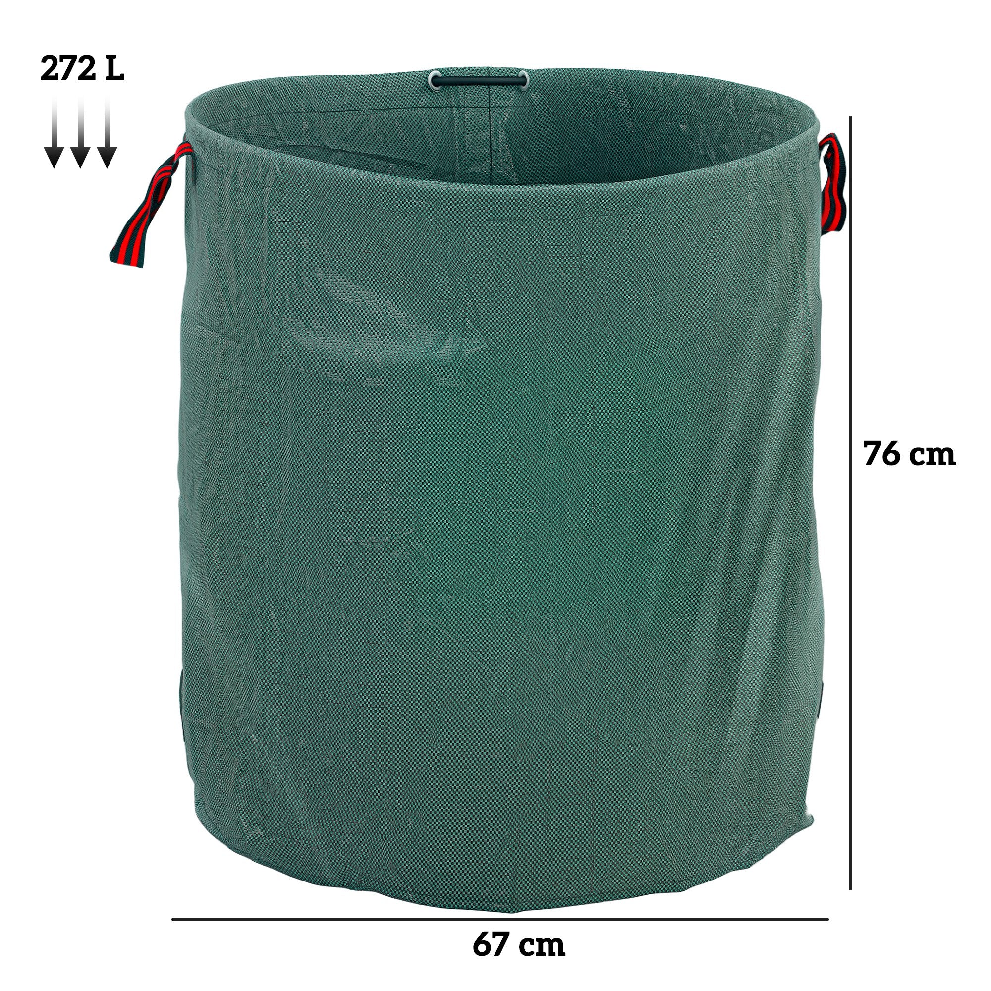 Outsunny Set de 3 Bolsas de Basura de Jardín 272L Bolsas para Residuos Resistentes con Asas Reforzadas y Aros Flexibles Plegables y Reutilizables