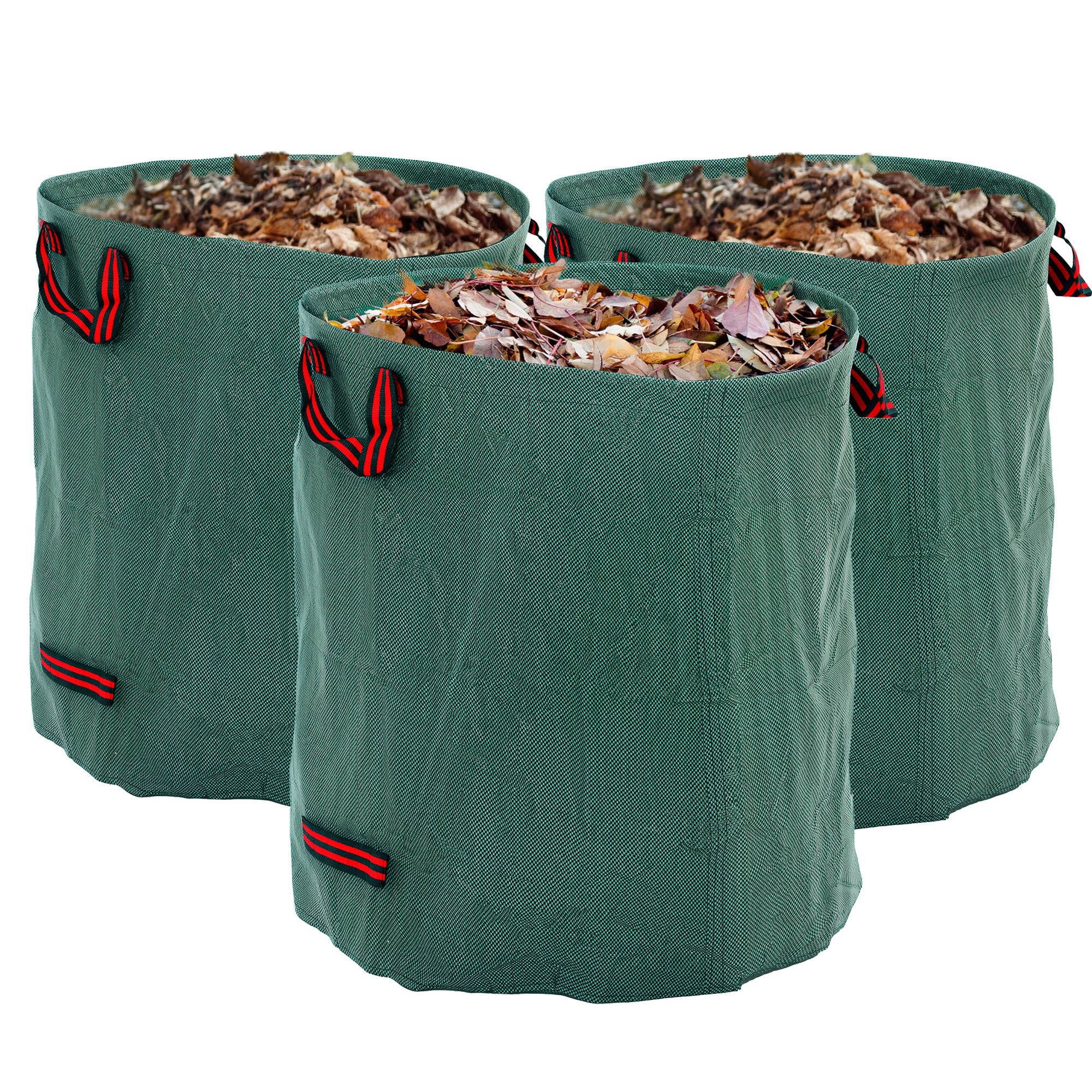 Outsunny Set de 3 Bolsas de Basura de Jardín 272L Bolsas para Residuos Resistentes con Asas Reforzadas y Aros Flexibles Plegables y Reutilizables