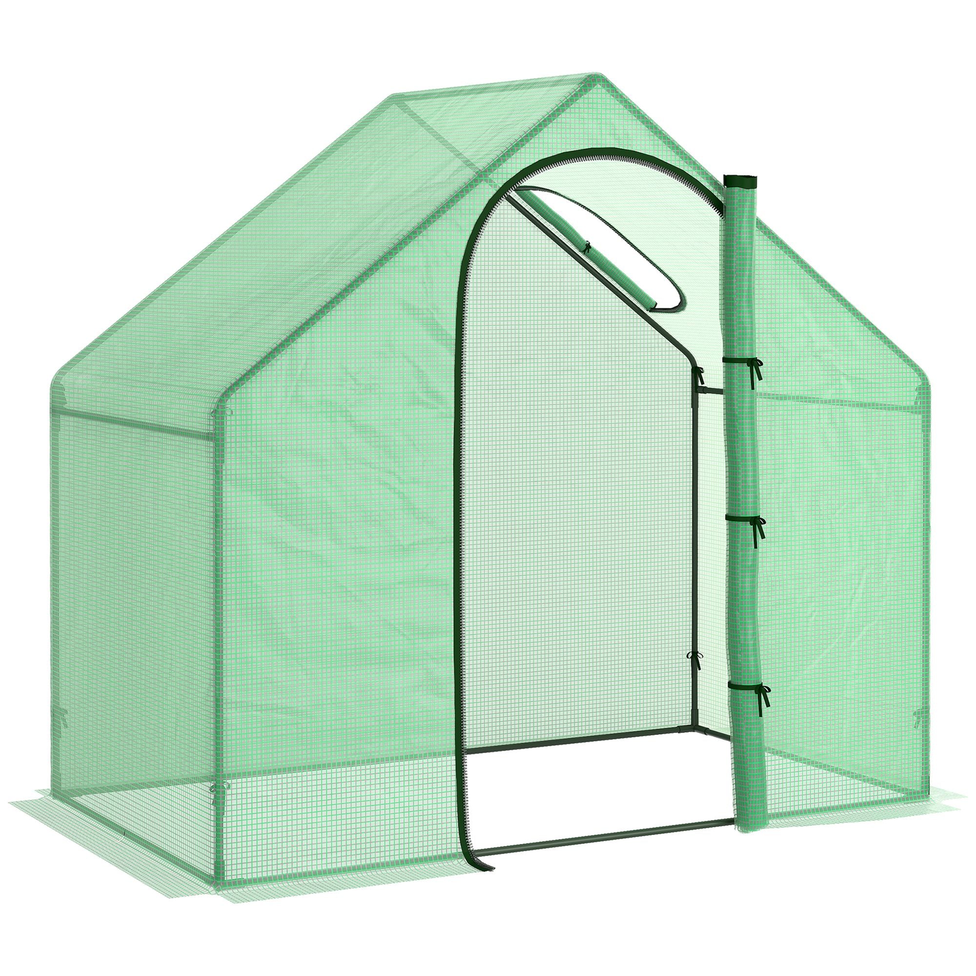 Outsunny Invernadero Pequeño Invernadero de Exterior con Ventana Puerta con Cremallera y Marco de Acero Invernadero para Cultivar Tomates Plantas Flores 180x100x168 cm Verde