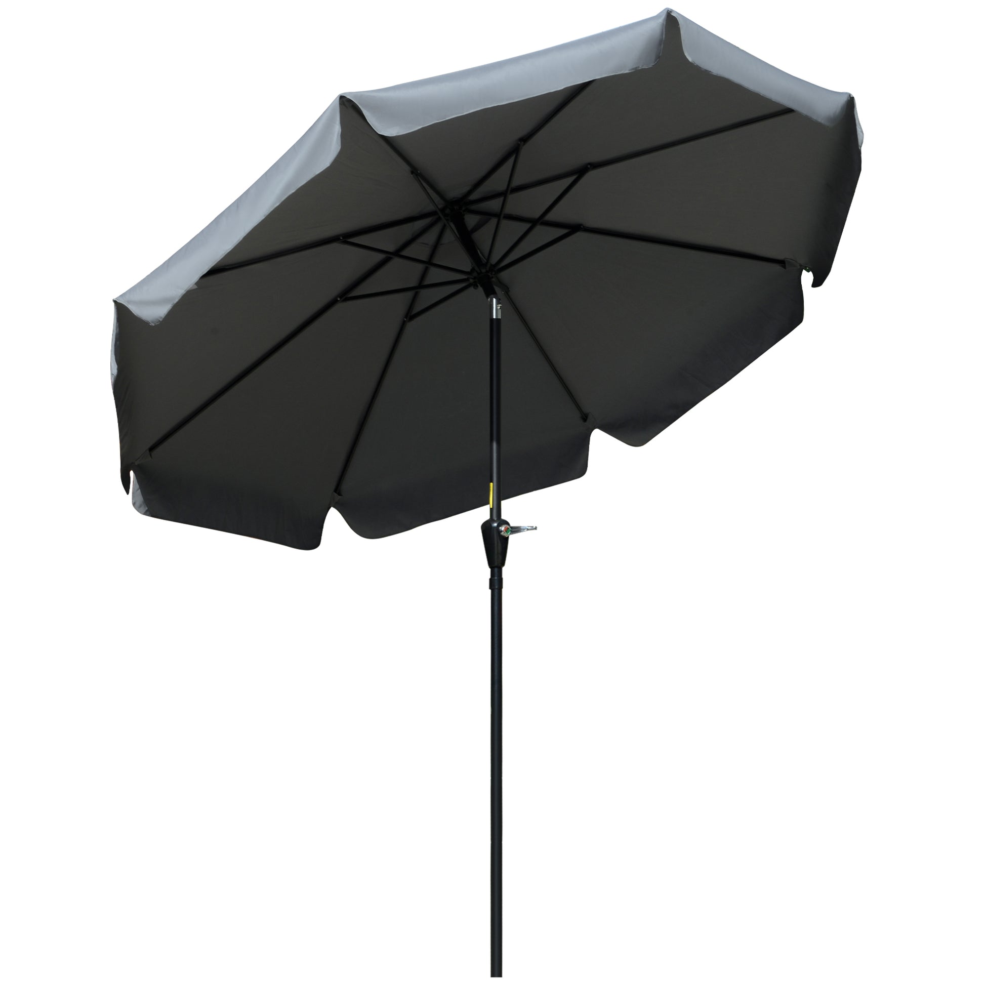 Outsunny Sombrilla Terraza Exterior Ø266 cm Sombrilla de Jardín Inclinable con Protección UV50+ Poste de Aluminio y Manivela Parasol para Patio Terraza Gris Oscuro