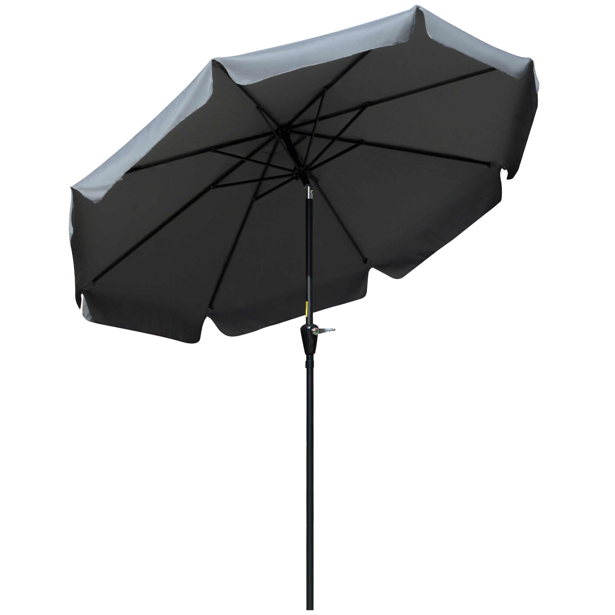 Outsunny Sombrilla Terraza Exterior Ø266 cm Sombrilla de Jardín Inclinable con Protección UV50+ Poste de Aluminio y Manivela Parasol para Patio Terraza Gris Oscuro