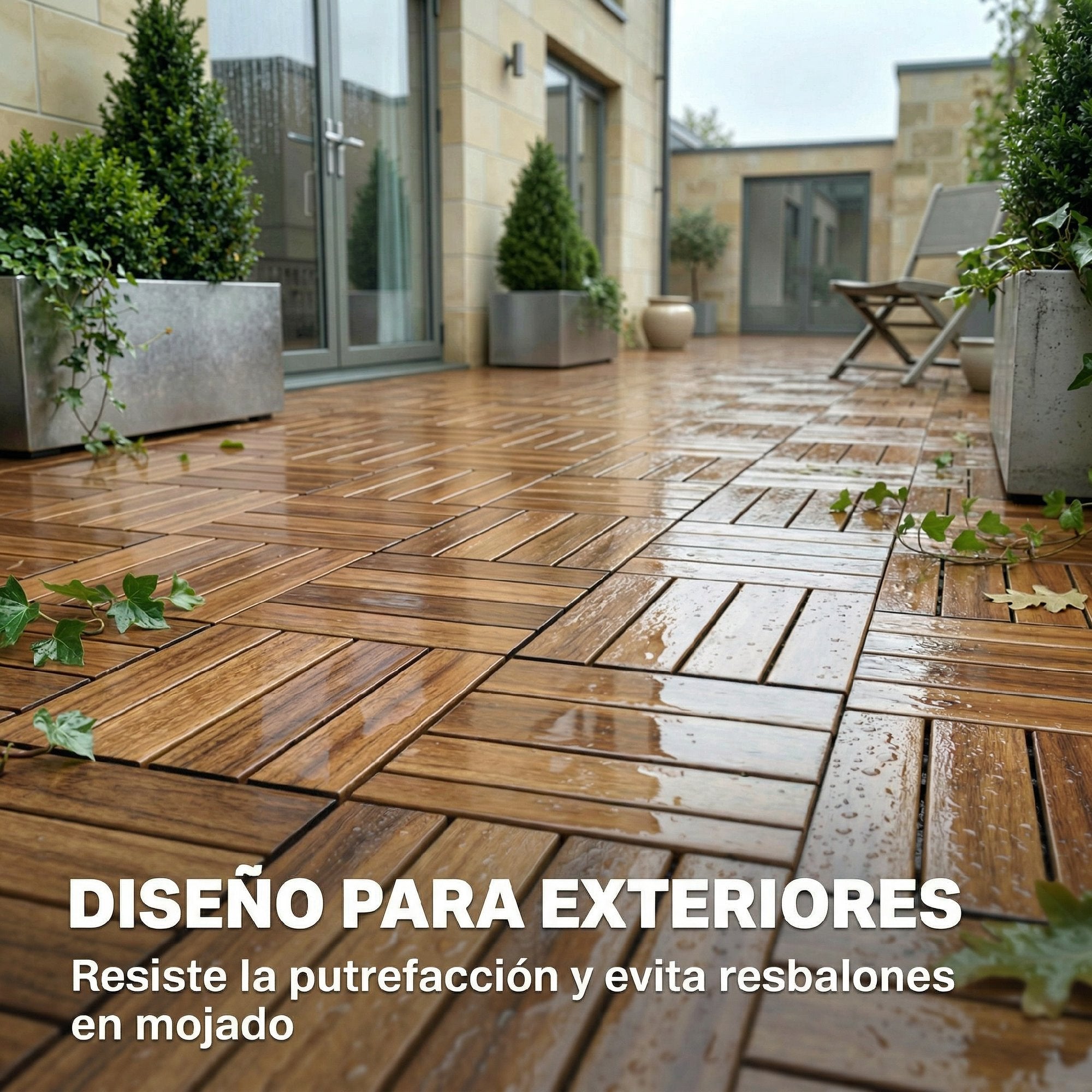 Outsunny Set de 10 Piezas Baldosas de Exterior de Madera de Acacia, 31x31 cm, 0,91 m², Suelo de Terraza Exterior, Antideslizantes y Resistentes al Clima, Fácil Instalación, para Terraza, Marrón Oscuro