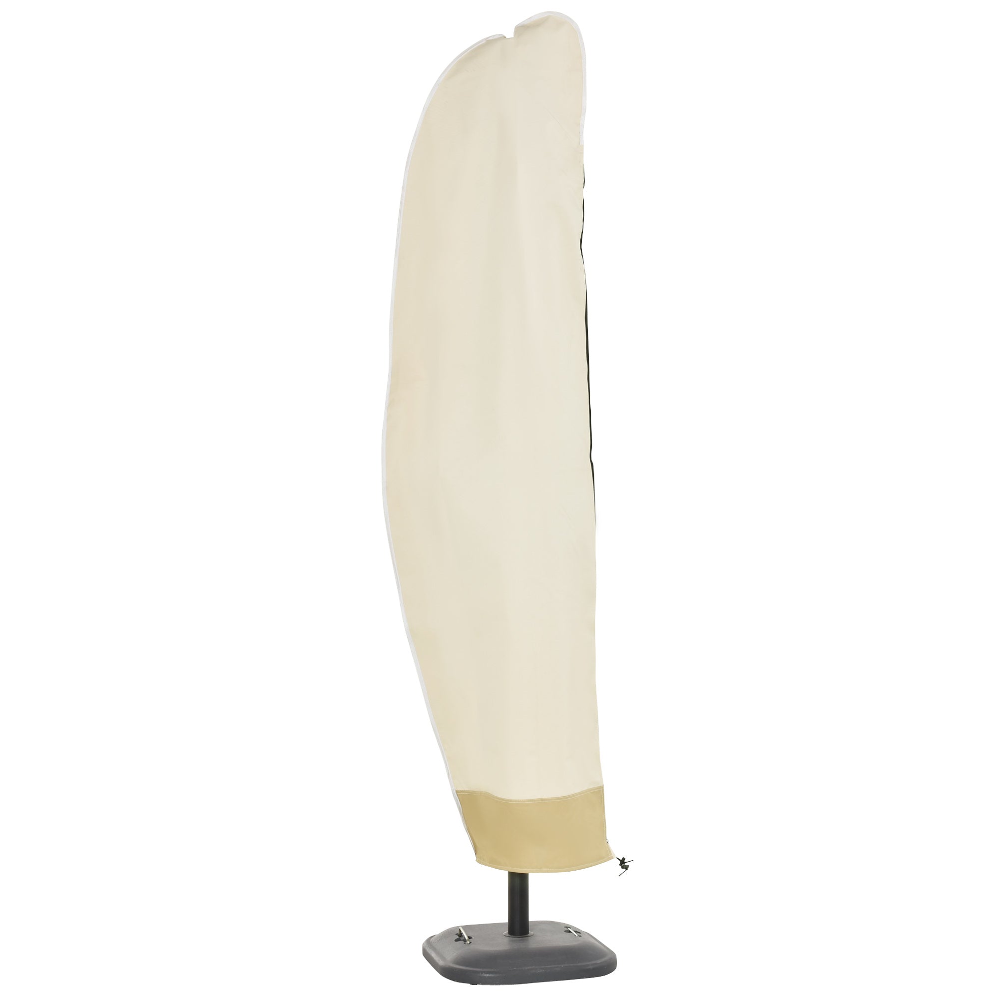 Outsunny Funda para Sombrilla de Jardín Funda para Parasol Impermeable Tela Oxford 600D Cubierta de Parasol con Cremallera para Jardín Exterior Ø56x220 cm Beige