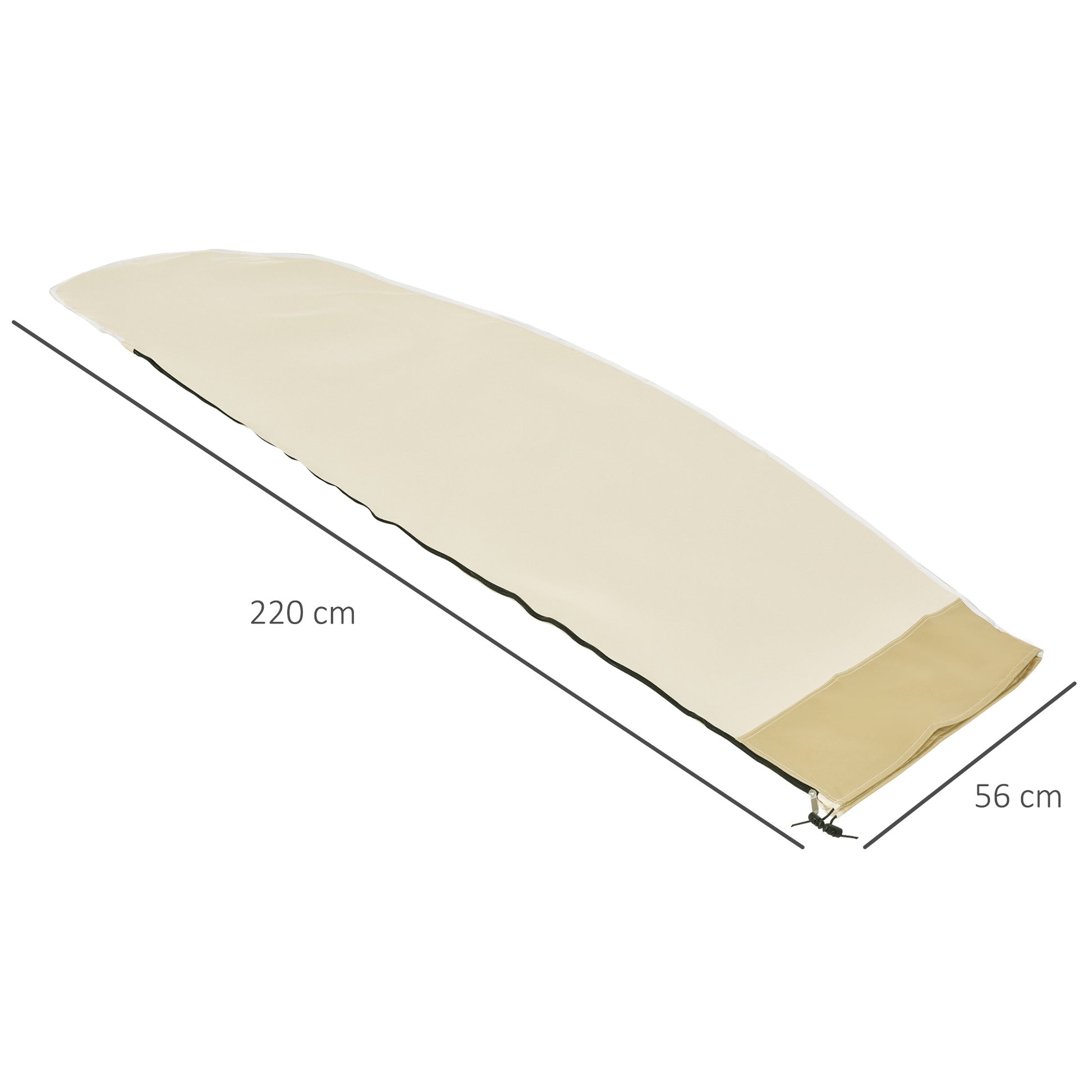 Outsunny Funda para Sombrilla de Jardín Funda para Parasol Impermeable Tela Oxford 600D Cubierta de Parasol con Cremallera para Jardín Exterior Ø56x220 cm Beige