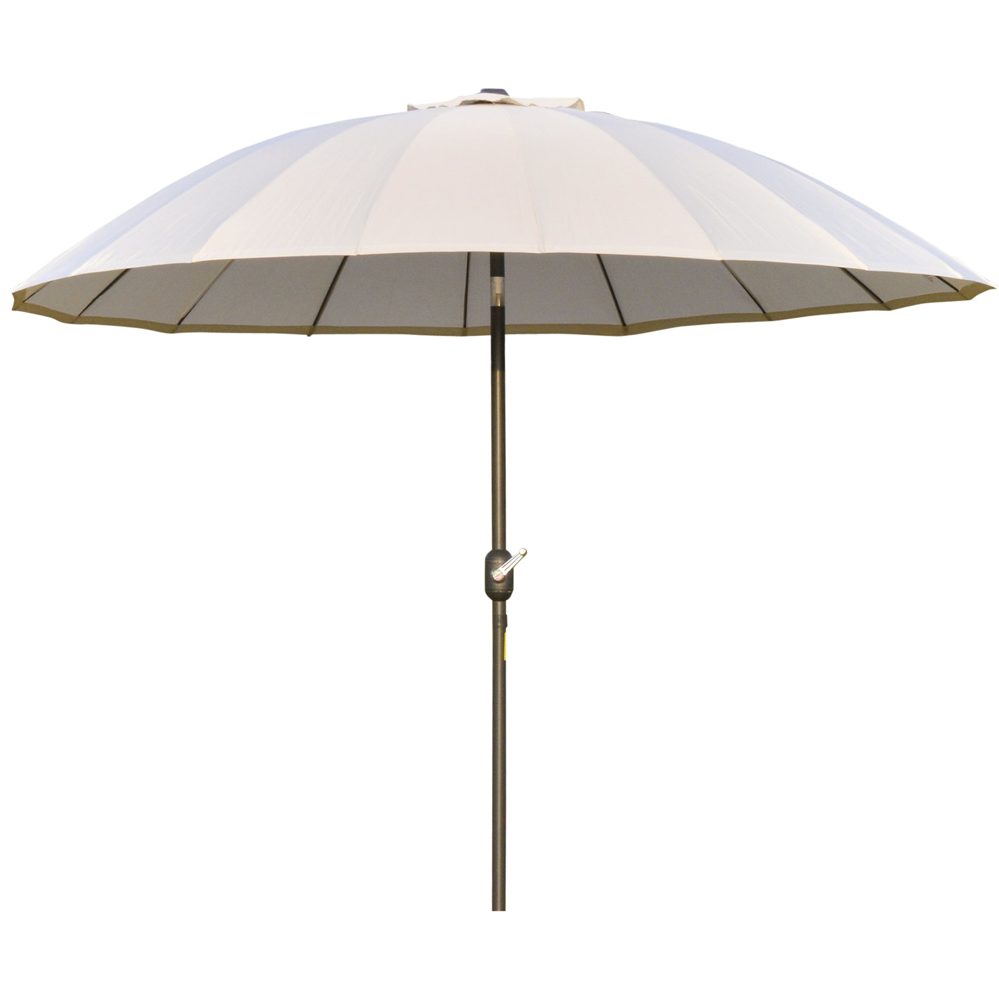 Outsunny Sombrilla Terraza Exterior Ø250 cm Sombrilla de Jardín con Ángulo Inclinable 18 Varillas y Manivela Impermeable Parasol para Patio Terraza Crema