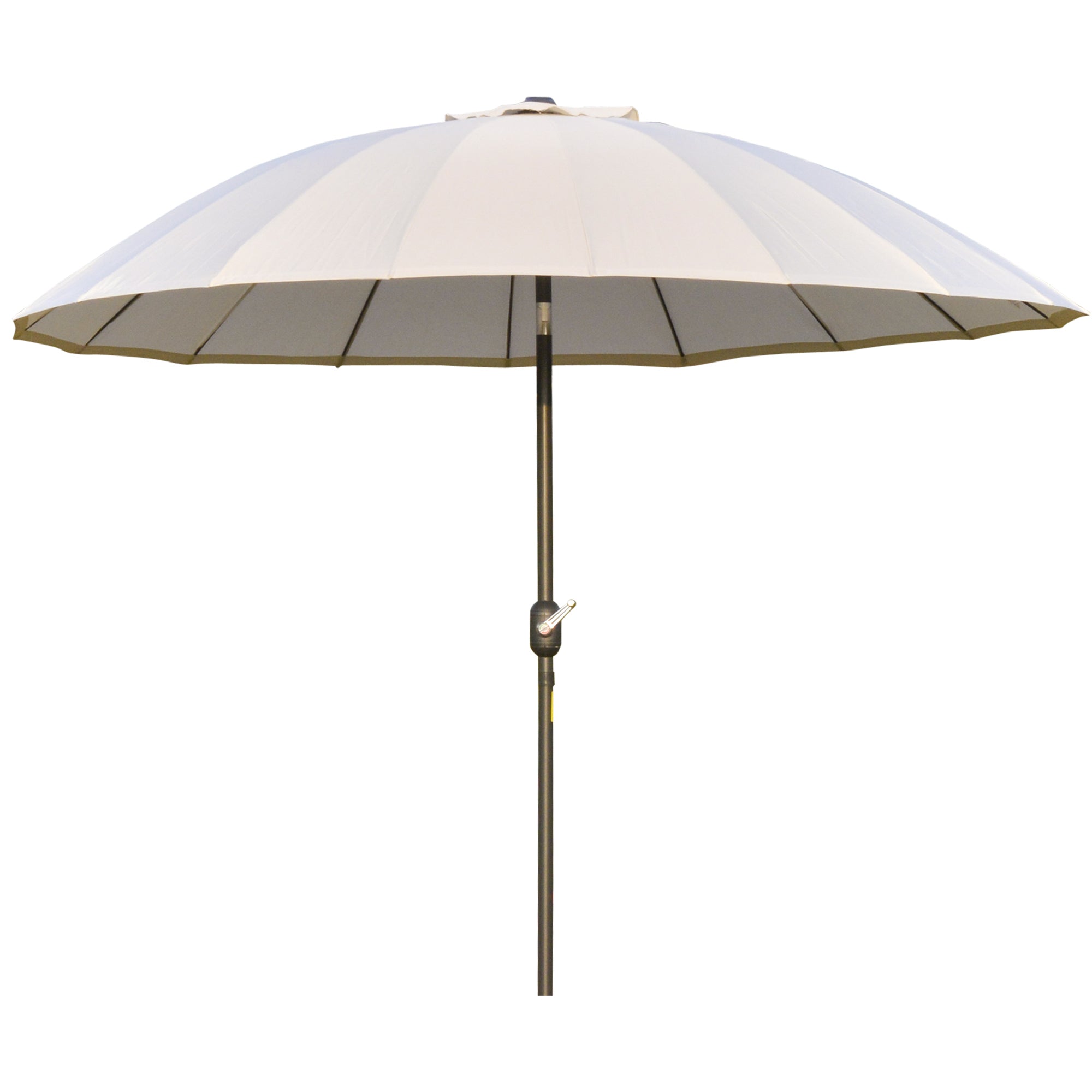 Outsunny Sombrilla Terraza Exterior Ø250 cm Sombrilla de Jardín con Ángulo Inclinable 18 Varillas y Manivela Impermeable Parasol para Patio Terraza Crema