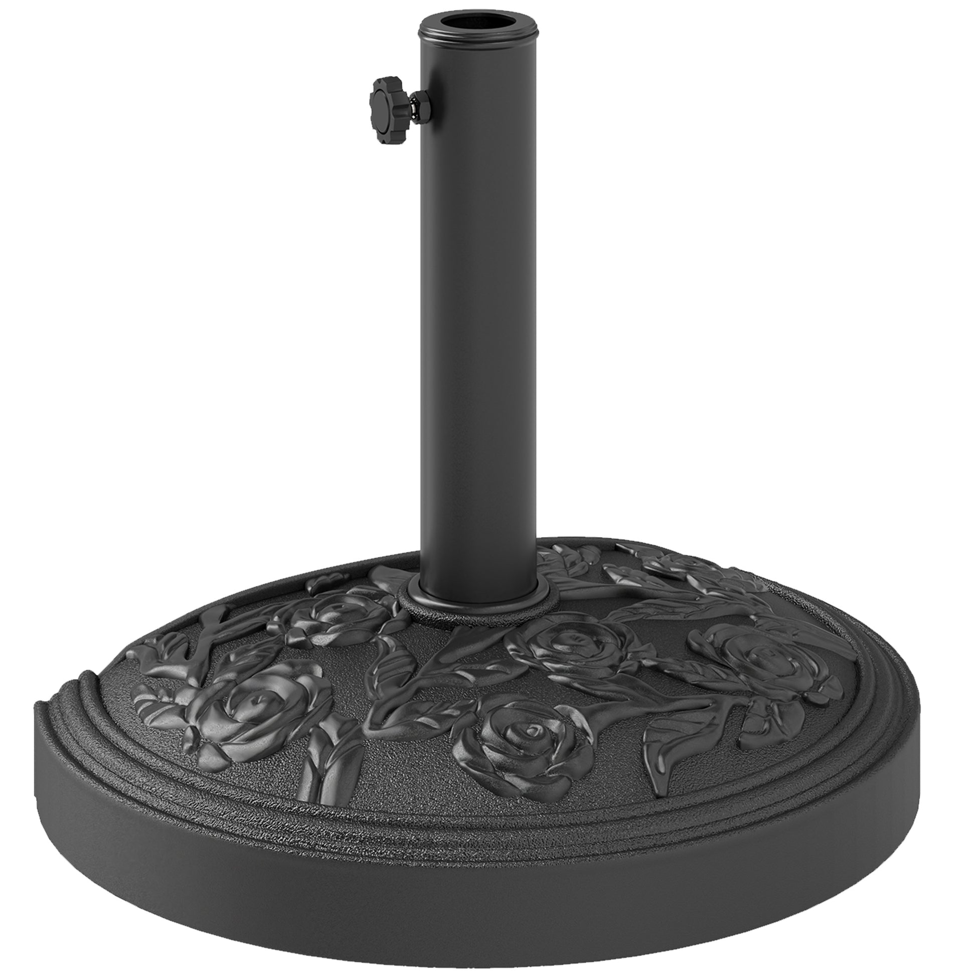 Outsunny Base para Sombrilla Semicircular Soporte para Parasol Pie para Sombrilla con Relleno de Cemento Peso 12 kg para Jardín Terraza Negro