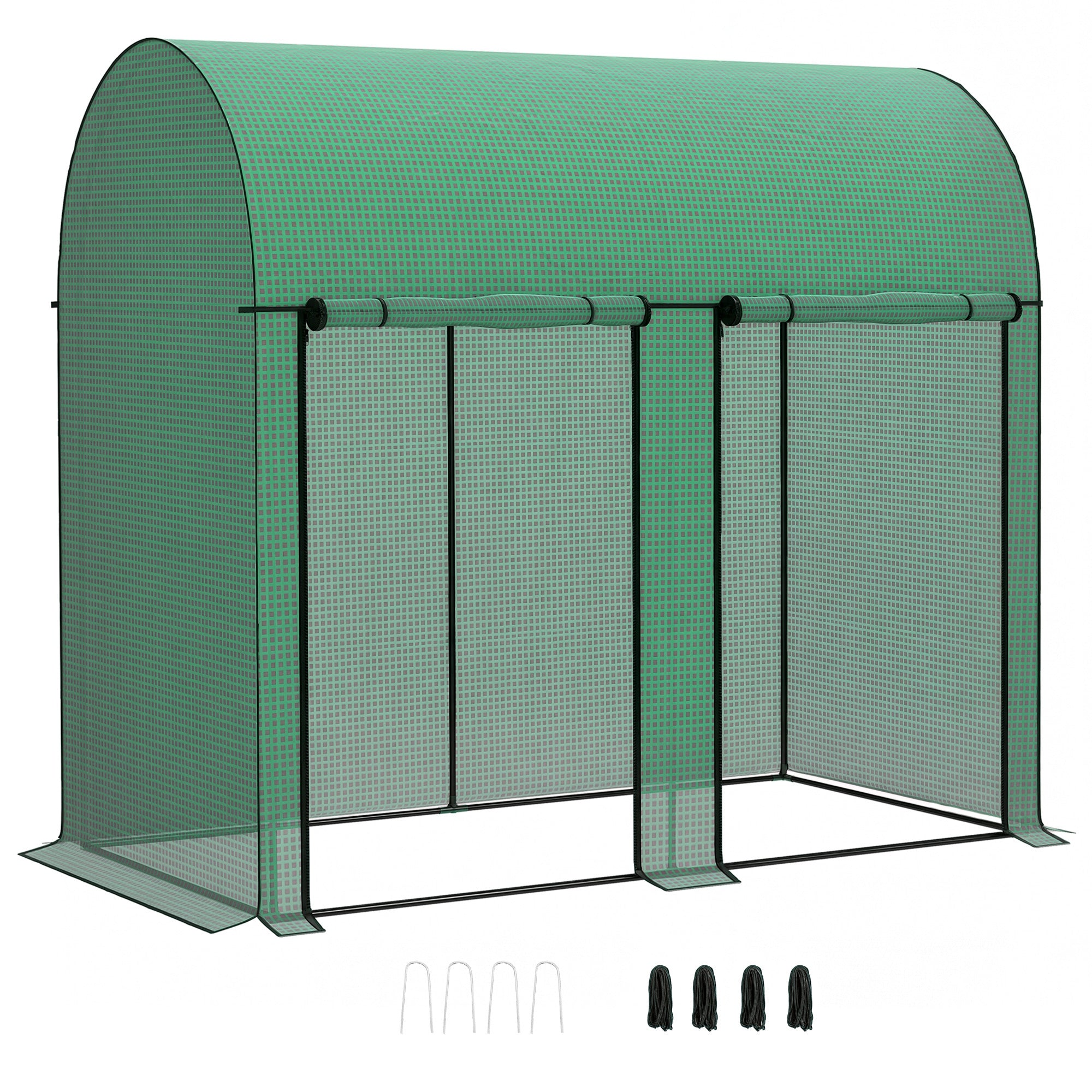 Outsunny Invernadero de Exterior Invernadero de Jardín con 2 Puertas Enrollables con Cremallera Marco de Acero y Cubierta de PE 140g/m² Anti-UV Impermeable para Plantas Flores 200x100x178 cm Verde