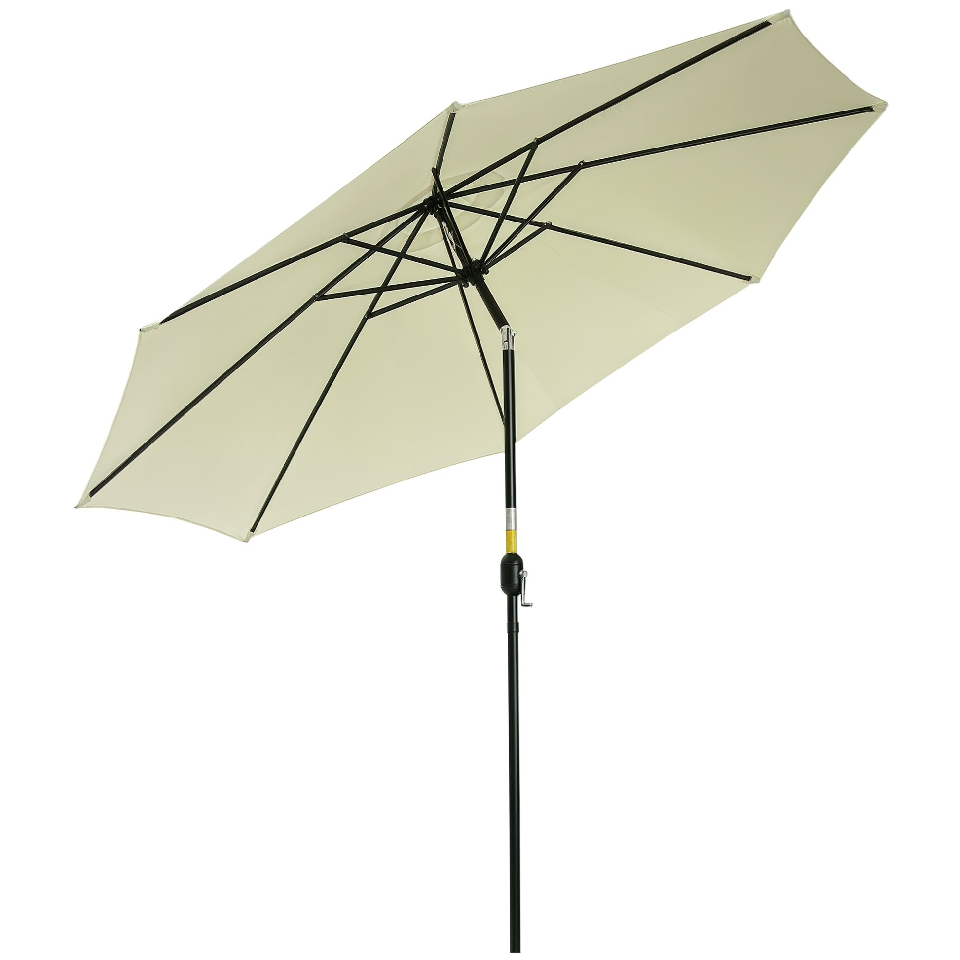 Outsunny Sombrilla de Jardín Ø295x250 cm con Manivela Parasol Exterior con Mecanismo de Inclinación y Poste Desmontable de Metal para Terraza Piscina Patio Beige