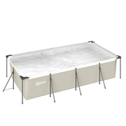 Outsunny Piscina Desmontable Tubular 394,5x208,3x80,5 cm 6075 L, Piscina Rectangular con Marco Metálico Estable, Parche Reparación, Bomba Filtro No Incluida para 4-6 Personas, Jardín, Exterior, Gris