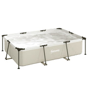 Outsunny Piscina Desmontable Tubular 316x238x66,5 cm 3700 L, Piscina Rectangular con Marco Metálico Estable, Parche de Reparación, Bomba de Filtro No Incluida para 2-4 Personas, Jardín, Exterior, Gris