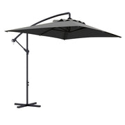 Outsunny Parasol Excéntrico 294x193 cm Sombrilla de Jardín con Base Cruzada y Manivela Impermeable Protección UV Sombrilla para Terraza Patio Gris Oscuro