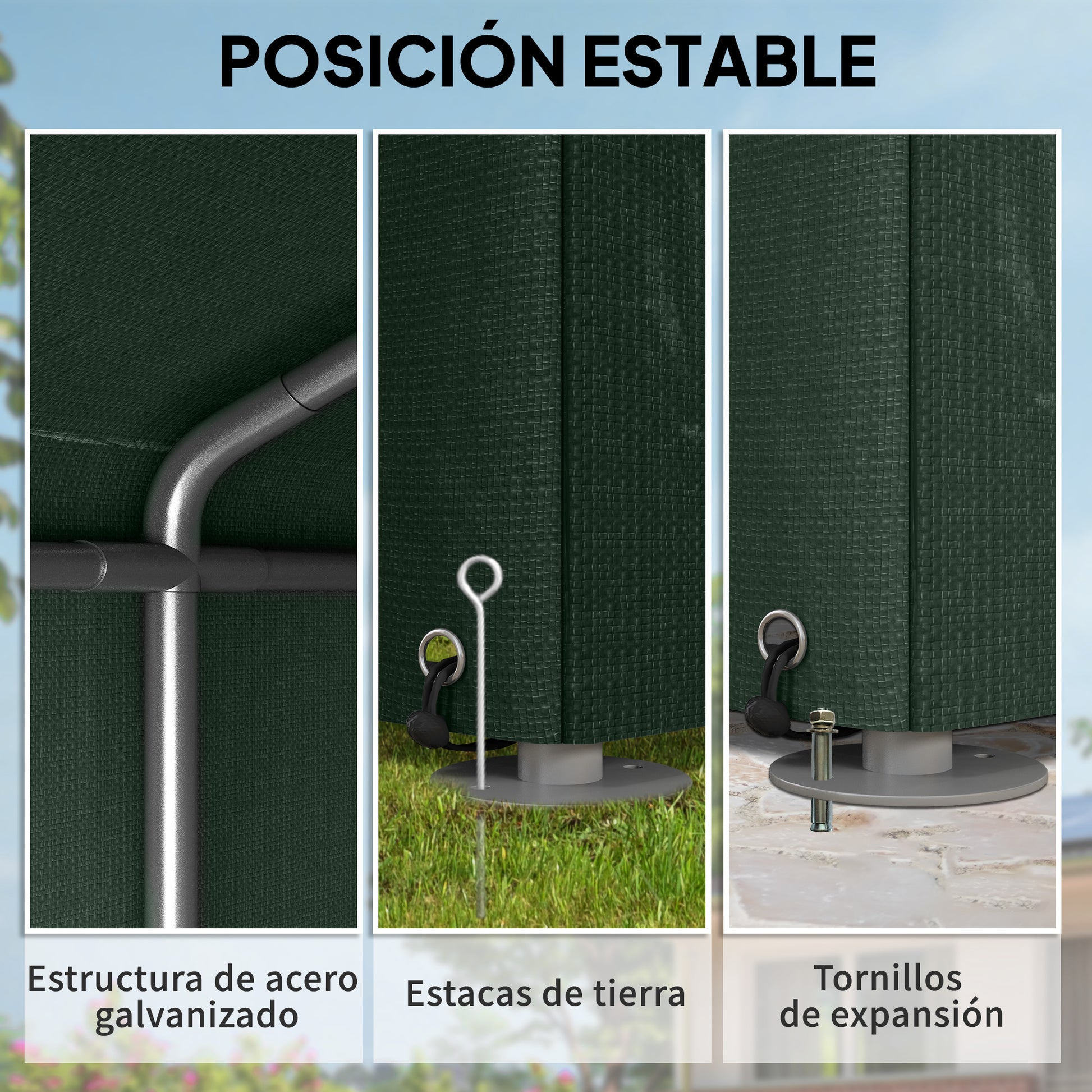 Outsunny Carpa de Jardín Exterior para Herramientas Bicicletas 1,2x1,8x1,65 m, Cobertizo Exterior con 2 Habitaciones, Puerta Enrollable con Cremallera, Impermeable Anti-UV, Garaje Portátil, Verde