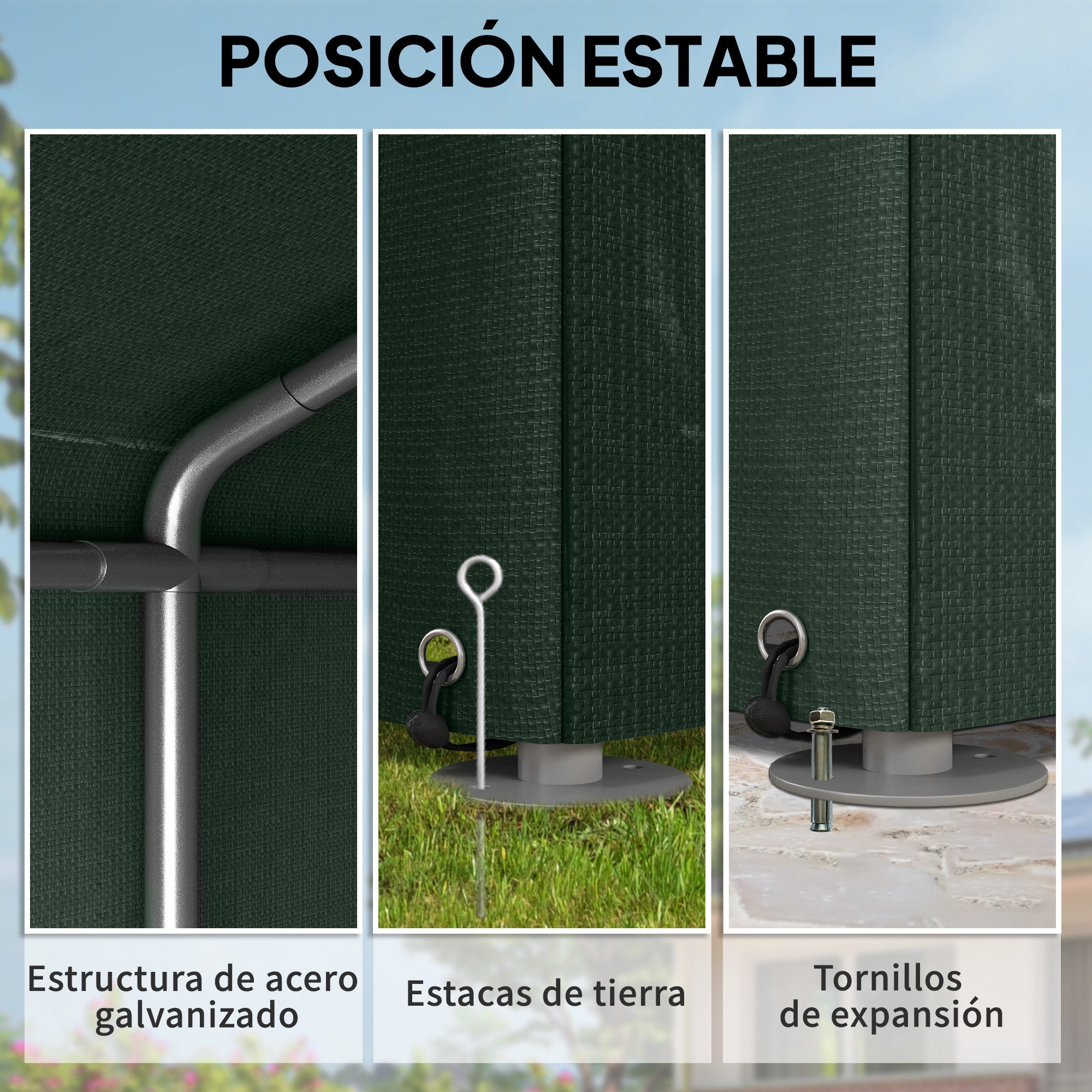 Outsunny Carpa de Jardín Exterior para Herramientas Bicicletas 1,2x1,8x1,65 m, Cobertizo Exterior con 2 Habitaciones, Puerta Enrollable con Cremallera, Impermeable Anti-UV, Garaje Portátil, Verde