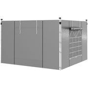 Outsunny 2 Paredes Laterales para Carpas de 3 x 3 / 3 x 6 m, 300x200 cm, Paredes Laterales de Repuesto para Cenador de Tela Oxford con Ventana Enrollable y Puerta con Cremallera, para Fiestas, Gris