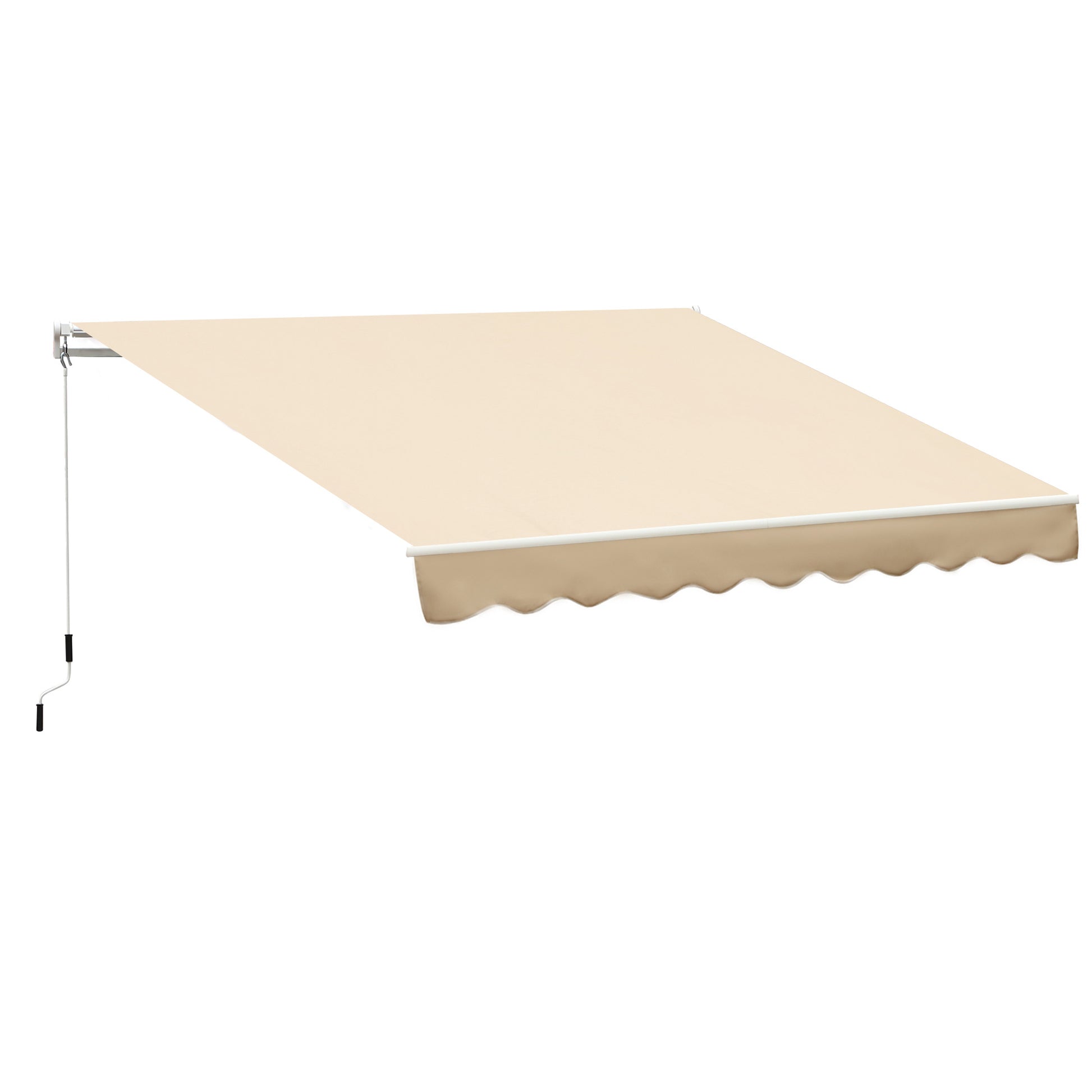 Outsunny Toldo Manual Retráctil 3x2,5 cm Toldo para Balcón con Manivela de Metal Impermeable y Anti-UV Toldo Enrollable de Exterior para Jardín Terraza Ventanas Beige