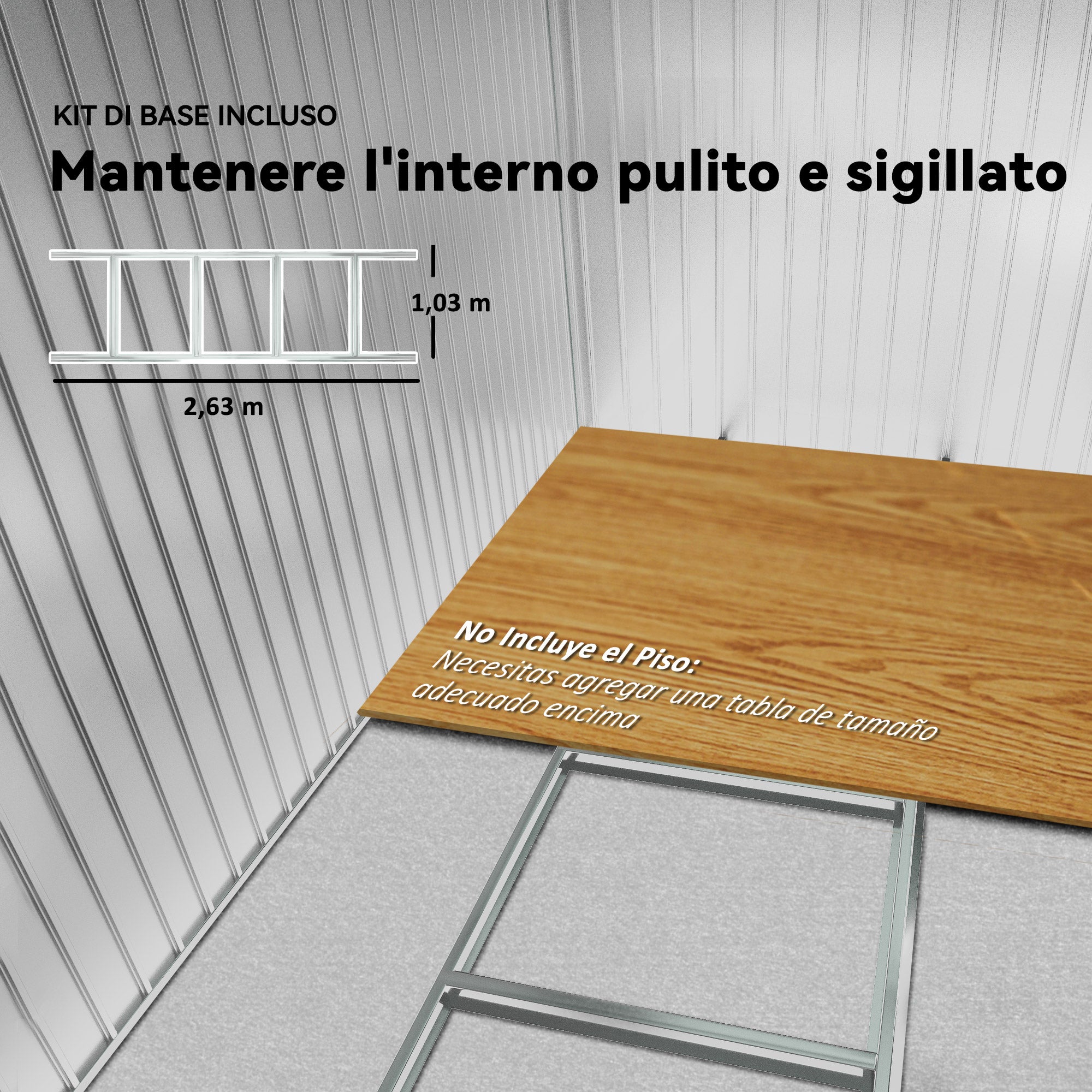Outsunny Caseta de Jardín Exterior 4,9 m², 277x195x192 cm, Cobertizo de Jardín Exterior Metálico con Puerta Corredera, Ventilación y Kit de Fundación, para Almacenamiento de Herramientas, Plata