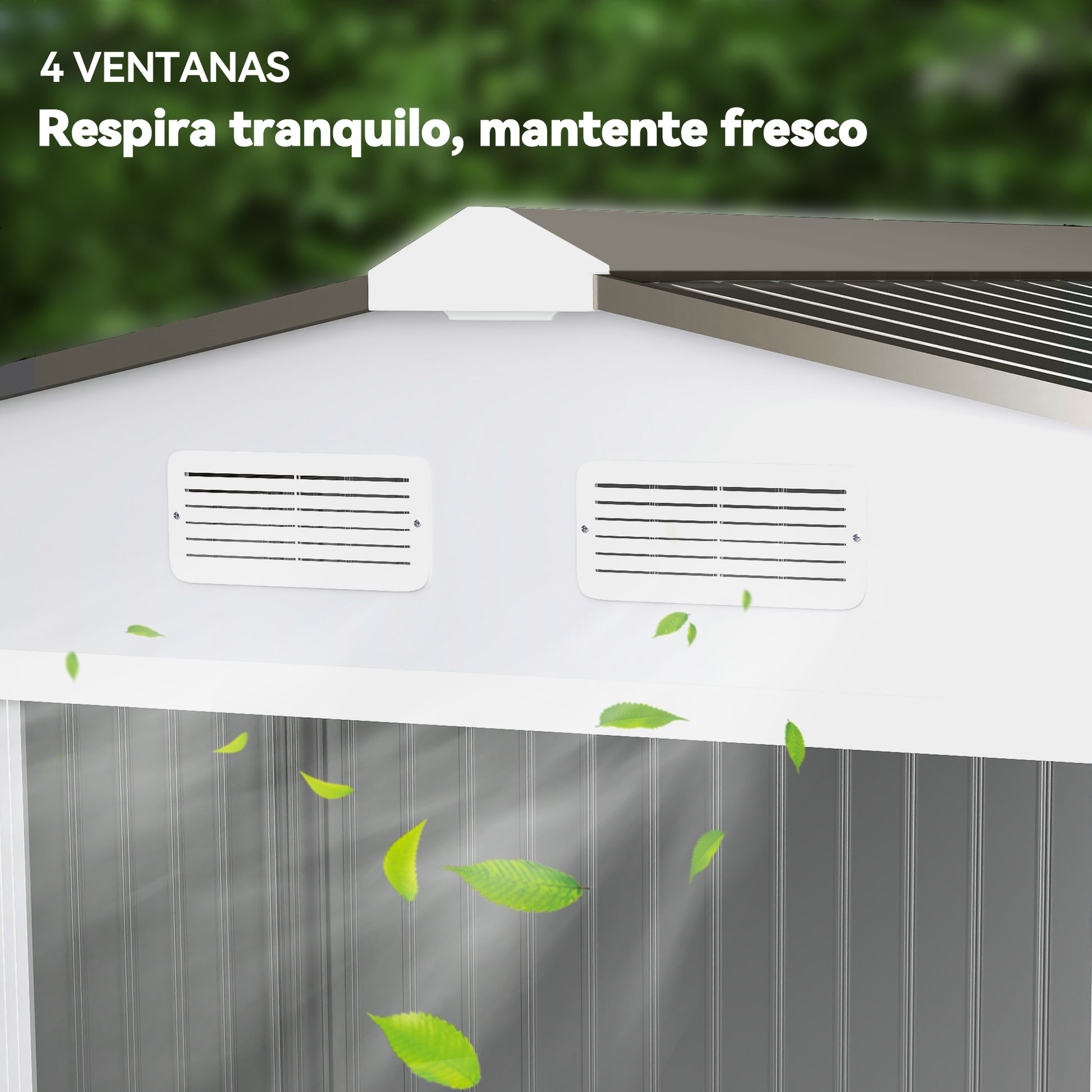 Outsunny Caseta de Jardín Exterior 4,9 m², 277x195x192 cm, Cobertizo de Jardín Exterior Metálico con Puerta Corredera, Ventilación y Kit de Fundación, para Almacenamiento de Herramientas, Plata