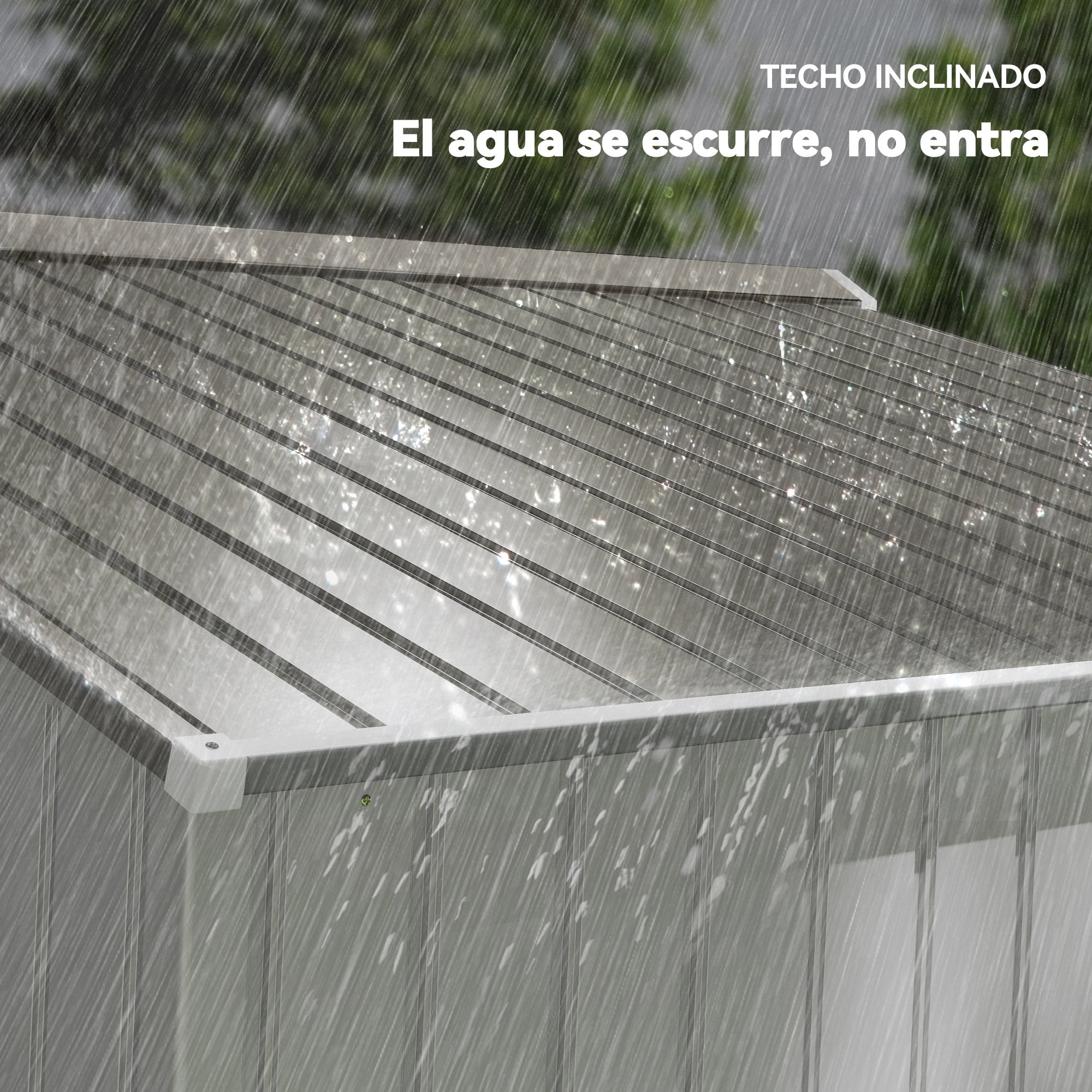 Outsunny Caseta de Jardín Exterior 4,9 m², 277x195x192 cm, Cobertizo de Jardín Exterior Metálico con Puerta Corredera, Ventilación y Kit de Fundación, para Almacenamiento de Herramientas, Plata