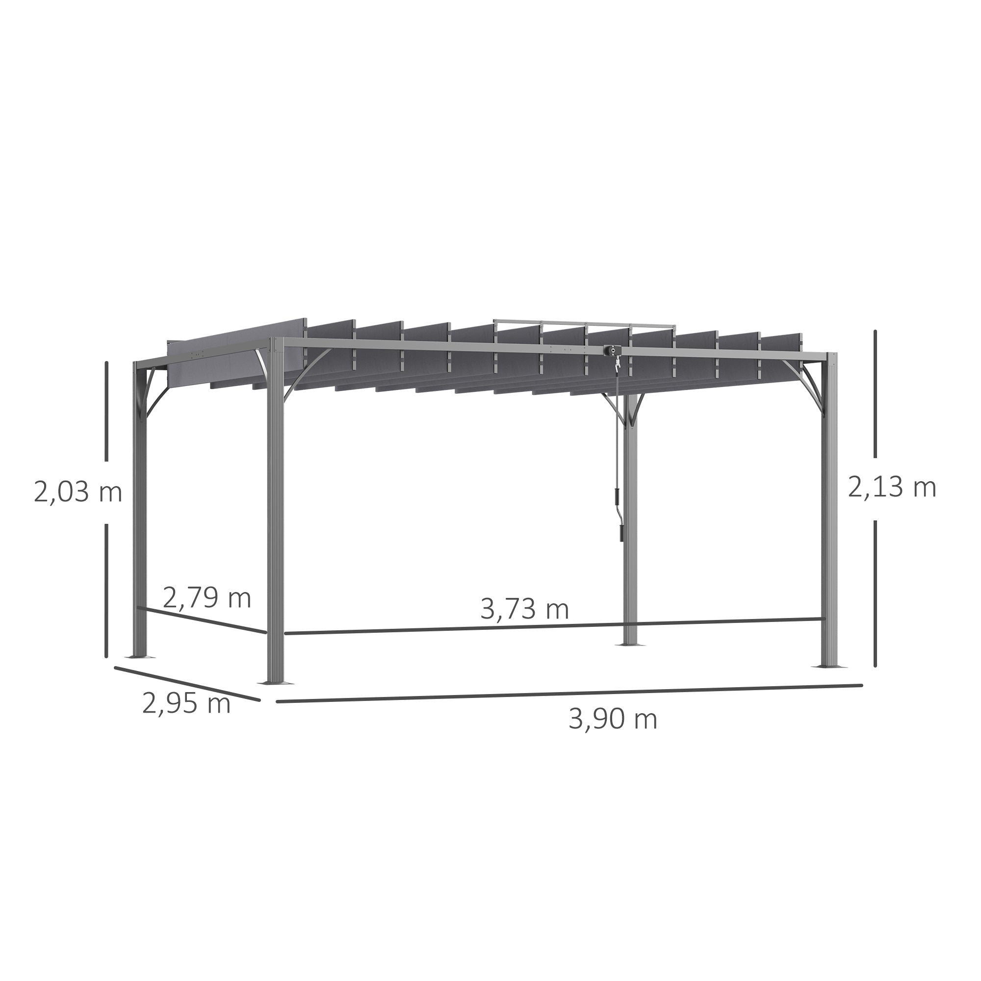 Outsunny Cenador de Jardín 4x3 m Pérgola de Aluminio Gazebo con Diseño de Lamas Superior Giratorio hasta 135° y Protección UV 50+ Pabellón para Patio Terraza Balcón Gris
