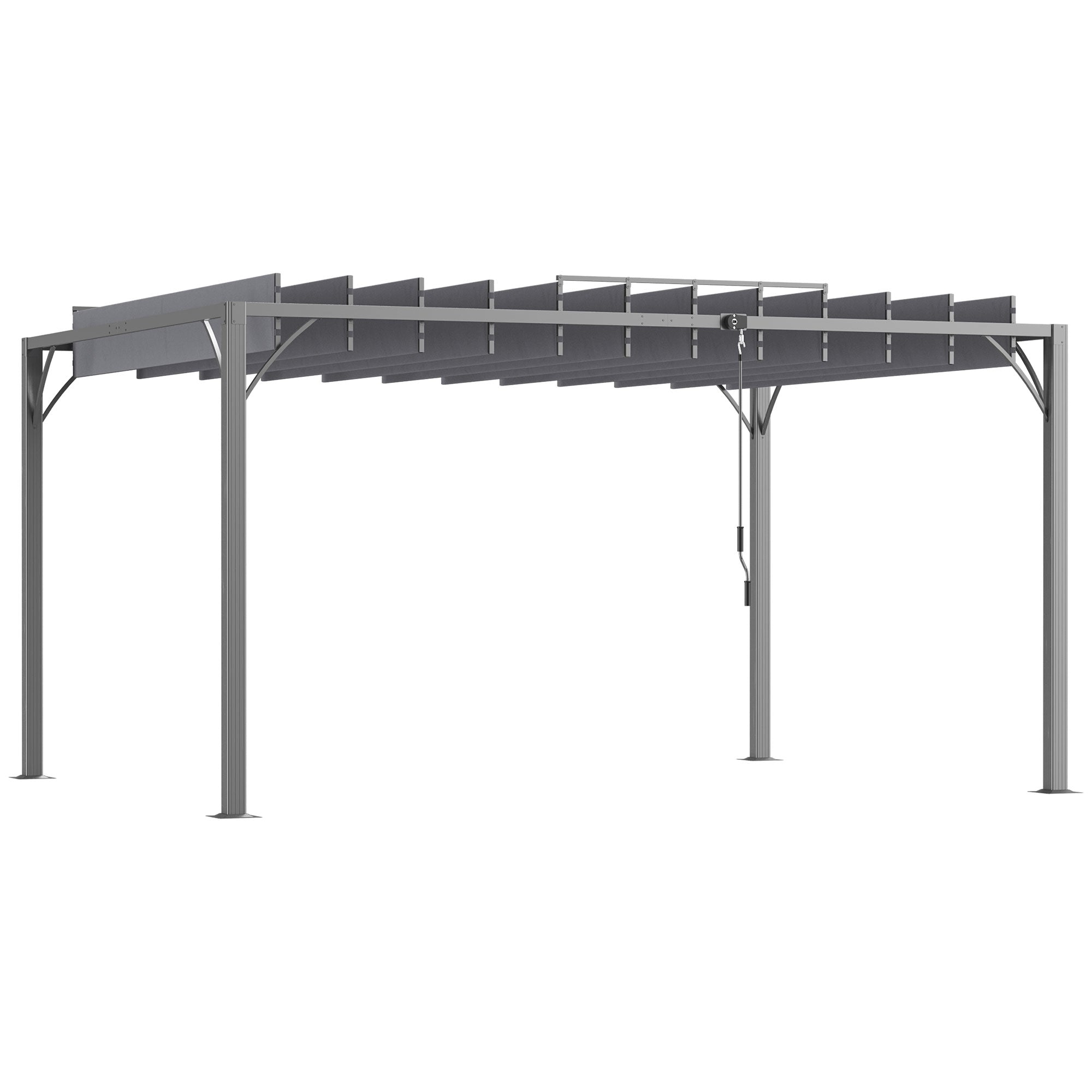Outsunny Cenador de Jardín 4x3 m Pérgola de Aluminio Gazebo con Diseño de Lamas Superior Giratorio hasta 135° y Protección UV 50+ Pabellón para Patio Terraza Balcón Gris
