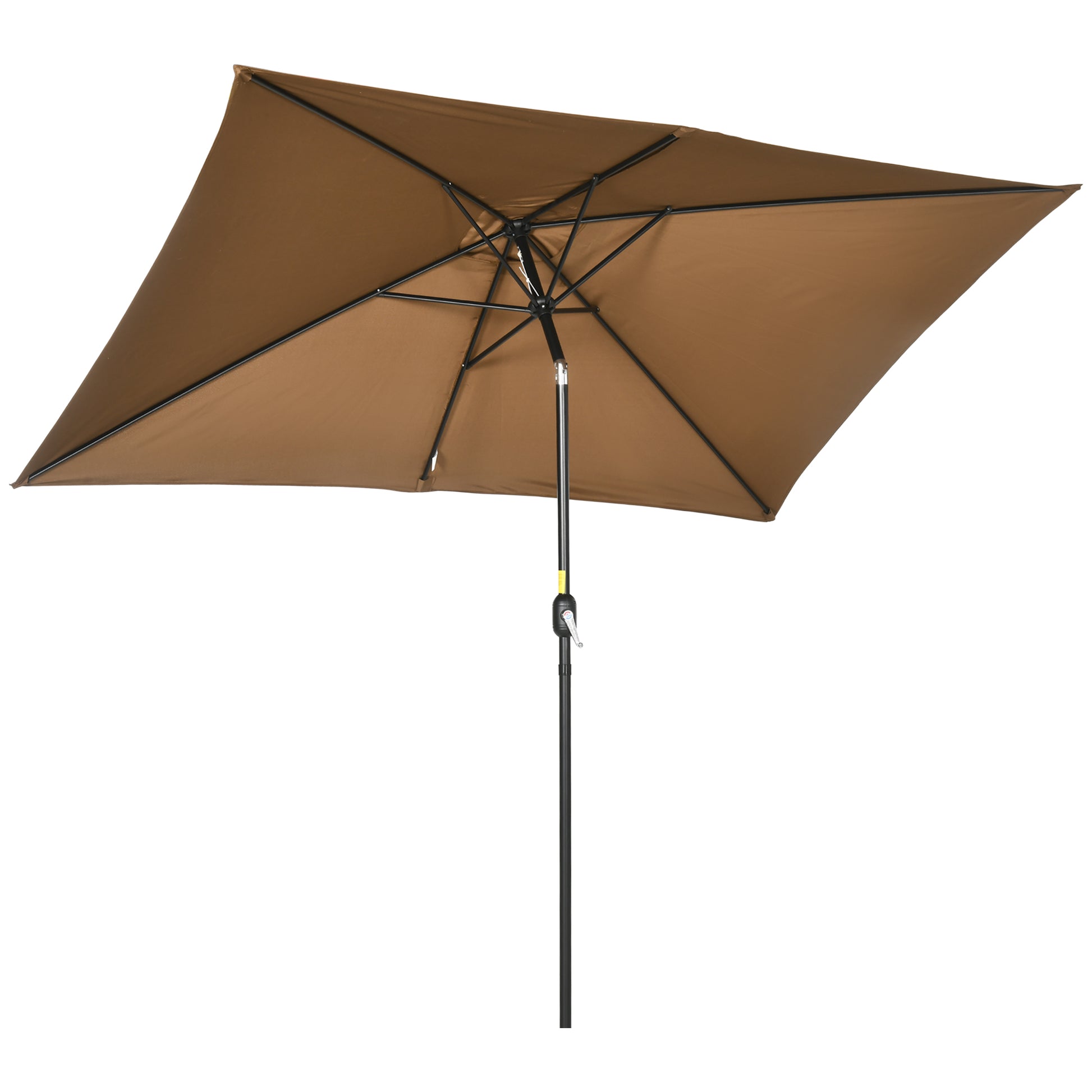 Outsunny Sombrilla de Terraza Exterior 202x293 cm Parasol de Terraza Exterior con Ángulo Ajustable Mástil de Aluminio y Anti-UV Sombrilla para Jardín Patio Café