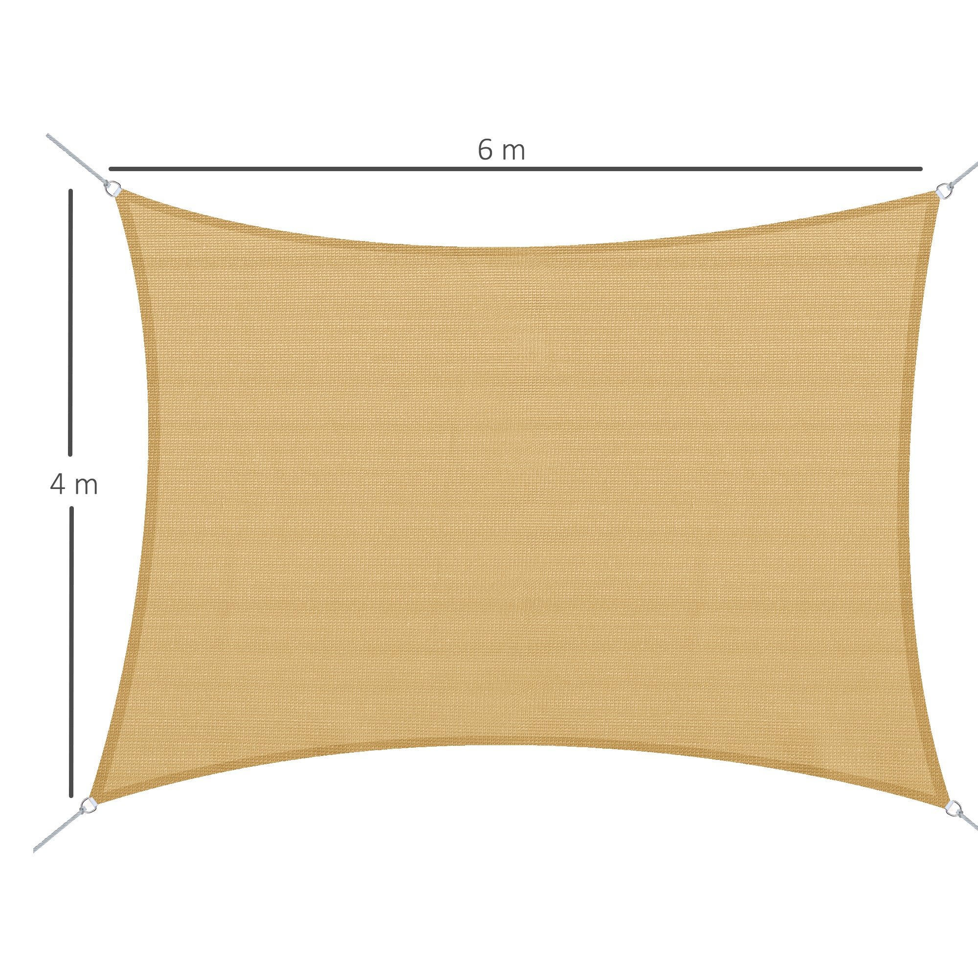 Outsunny Toldo Vela de Sombra Rectangular 4x6 m Toldo de Terraza con Anti-UV Anillo de Acero Inoxidable y Cuerdas de Nylon para Jardín Patio Arena