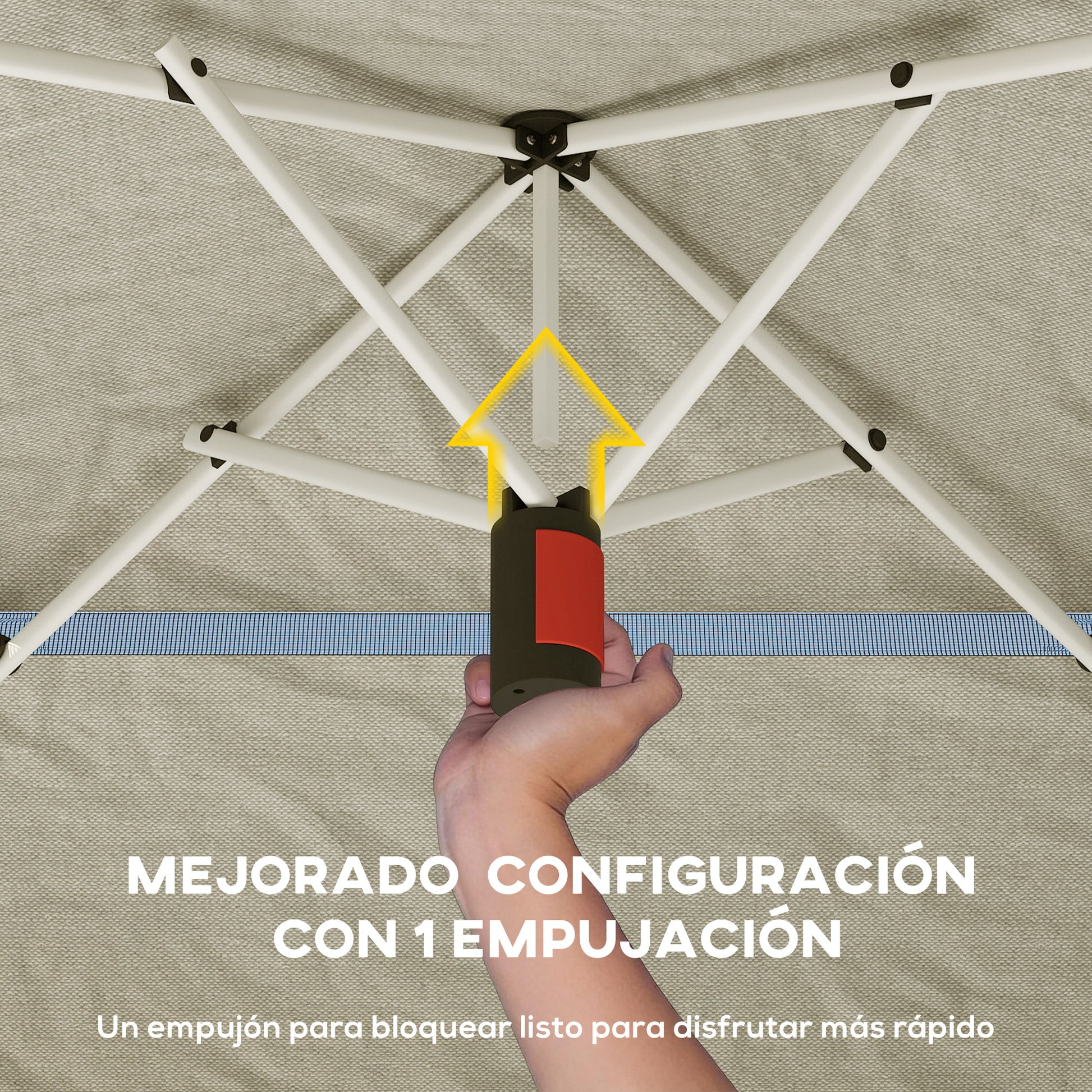 Outsunny Carpa Plegable 3,5x3,5 m, Pop-up, Cenador Pabellón de Jardín con Doble Techo, Cierre Central, UPF50+, Altura Ajustable de 3 Niveles y Bolsa de Transporte, Gazebo para Fiestas, Exterior, Caqui