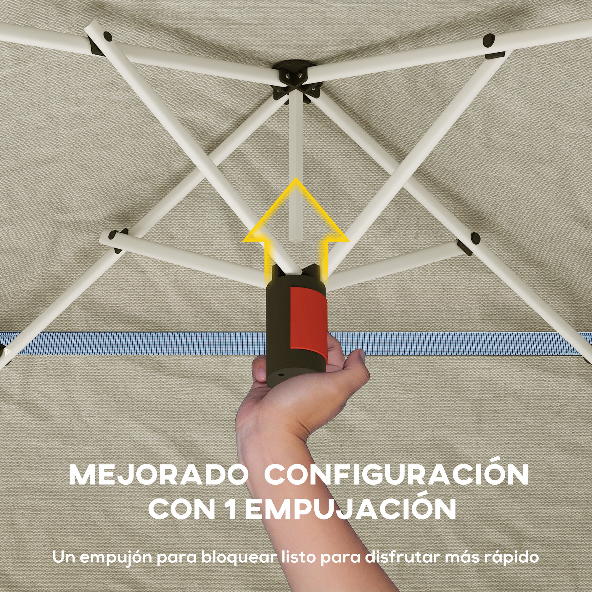 Outsunny Carpa Plegable 3,5x3,5 m, Pop-up, Cenador Pabellón de Jardín con Doble Techo, Cierre Central, UPF50+, Altura Ajustable de 3 Niveles y Bolsa de Transporte, Gazebo para Fiestas, Exterior, Caqui