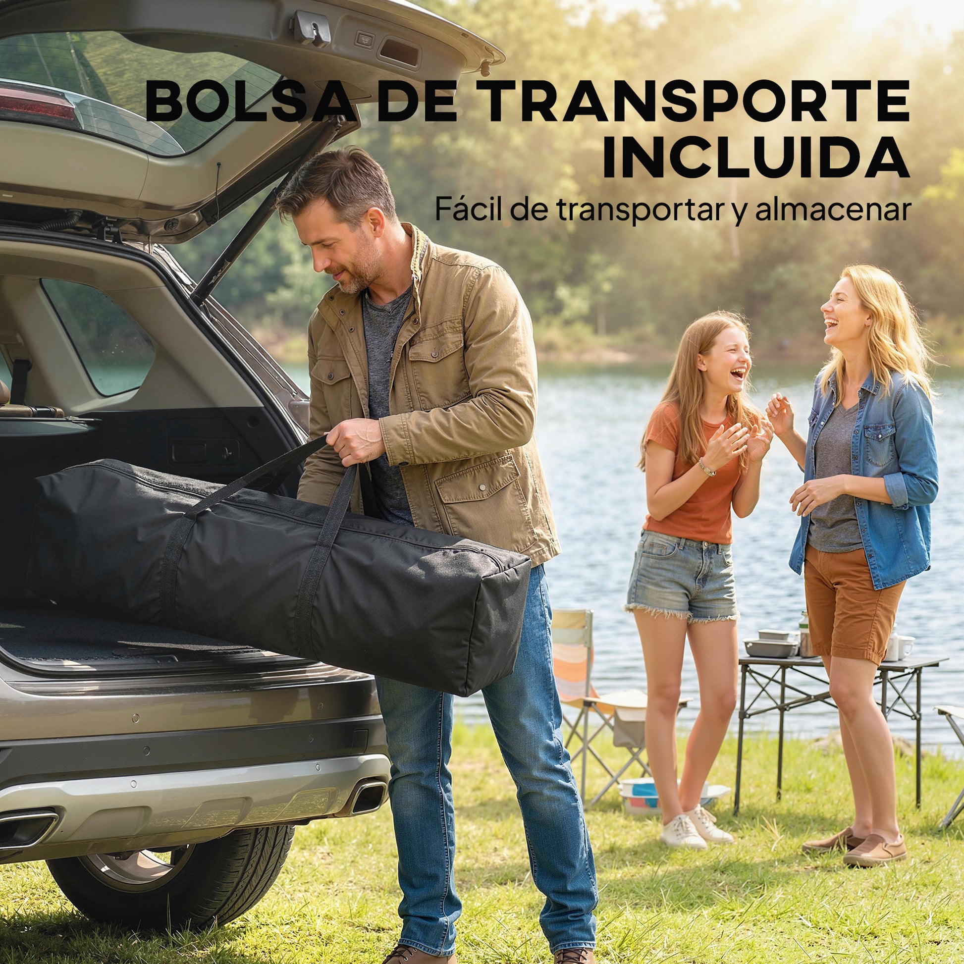 Outsunny Carpa Plegable 3,5x3,5 m, Pop-up, Cenador Pabellón de Jardín con Doble Techo, Cierre Central, UPF50+, Altura Ajustable de 3 Niveles y Bolsa de Transporte, Gazebo para Fiestas, Exterior, Caqui