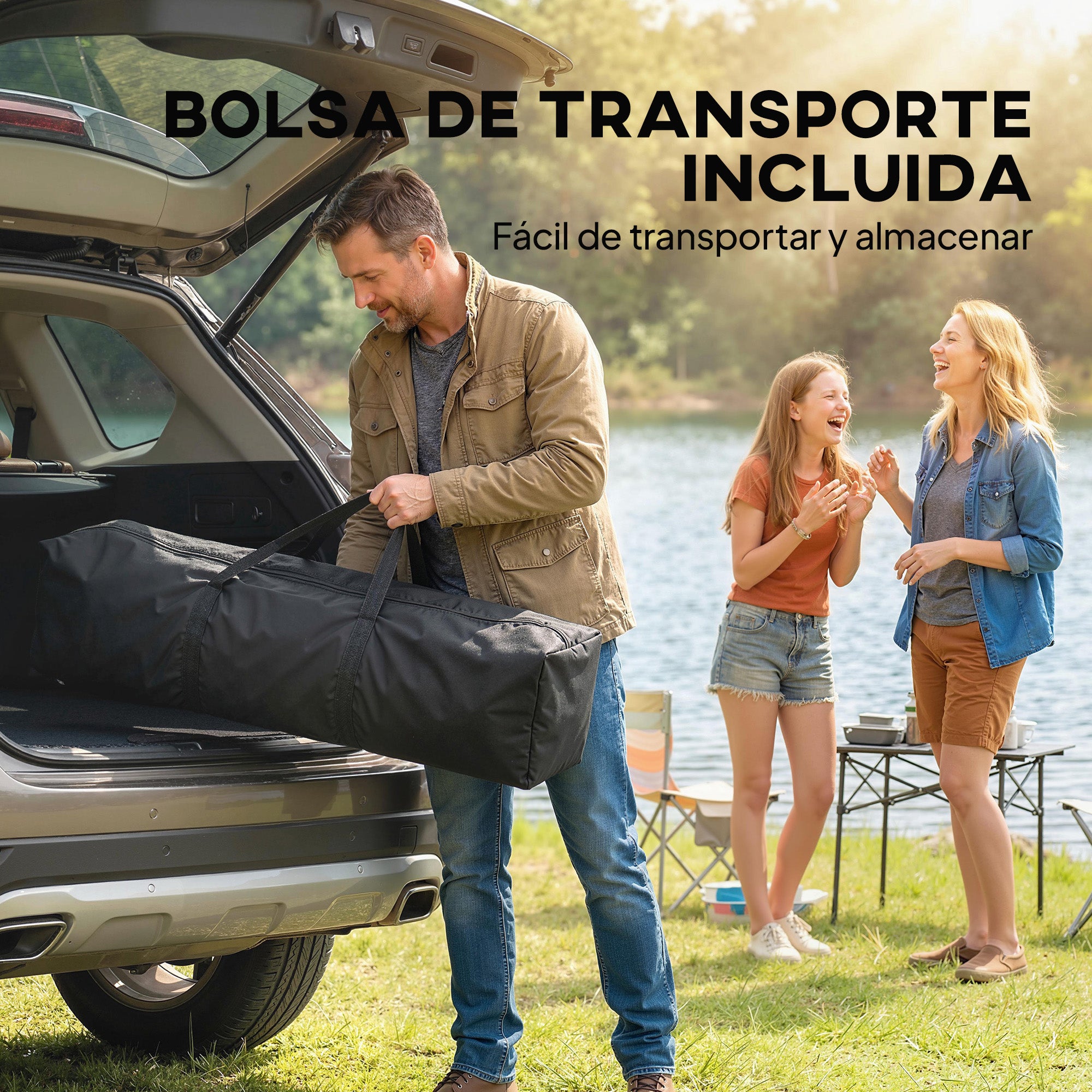 Outsunny Carpa Plegable 3,5x3,5 m, Pop-up, Cenador Pabellón de Jardín con Doble Techo, Cierre Central, UPF50+, Altura Ajustable de 3 Niveles y Bolsa de Transporte, Gazebo para Fiestas, Exterior, Caqui