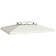 Outsunny Techo de Repuesto 4x3 m para Cenador de Jardín Cubierta de Reemplazo para Pabellón de 2 Niveles Transpirable con 8 Orificios de Drenaje para Patio Exterior Beige
