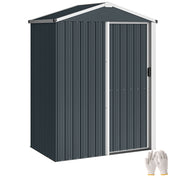 Outsunny Caseta de Jardín Exterior 1,1 m², 136x87x179 cm, Cobertizo de Jardín Exterior Metálico con Puerta Corredera, Techo Inclinado y Guantes, para Almacenaje de Herramientas Bicicletas, Gris Oscuro