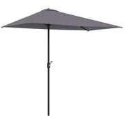 Outsunny Sombrilla Rectangular 230x130x245 cm Parasol para Pared Media Sombrilla con Manivela Protección UV 30+ Impermeable Sombrilla para Balcón Terraza Jardín Gris
