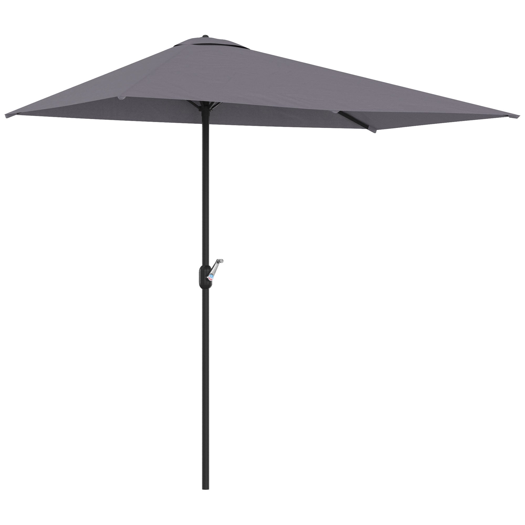 Outsunny Sombrilla Rectangular 230x130x245 cm Parasol para Pared Media Sombrilla con Manivela Protección UV 30+ Impermeable Sombrilla para Balcón Terraza Jardín Gris