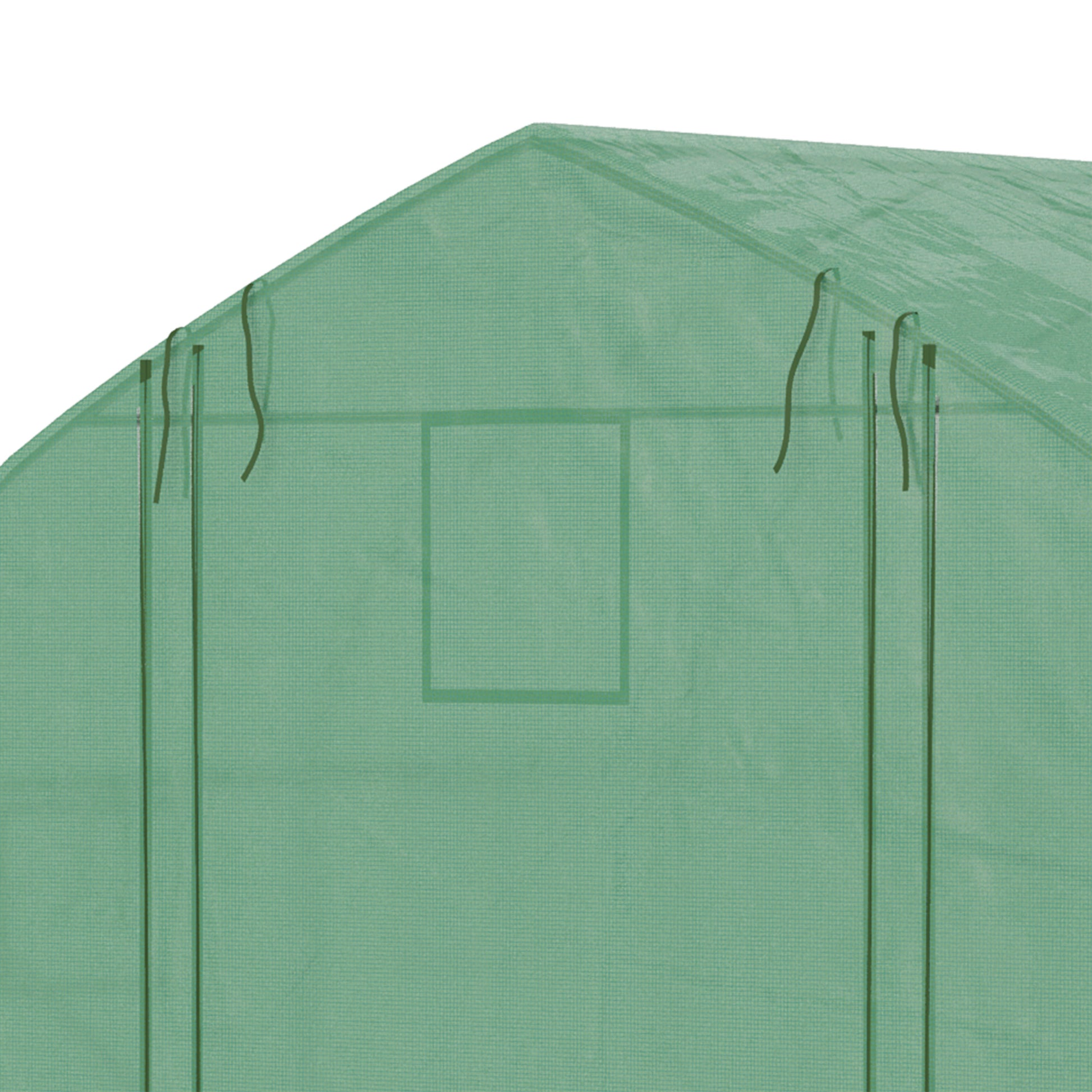 Outsunny Invernadero de Túnel 347x300x200 cm Invernadero de Jardín con Puerta Enrollable 6 Ventanas Cubierta PE 140g/m² Estructura de Acero Galvanizado para Cultivos Plantas Flores Verde