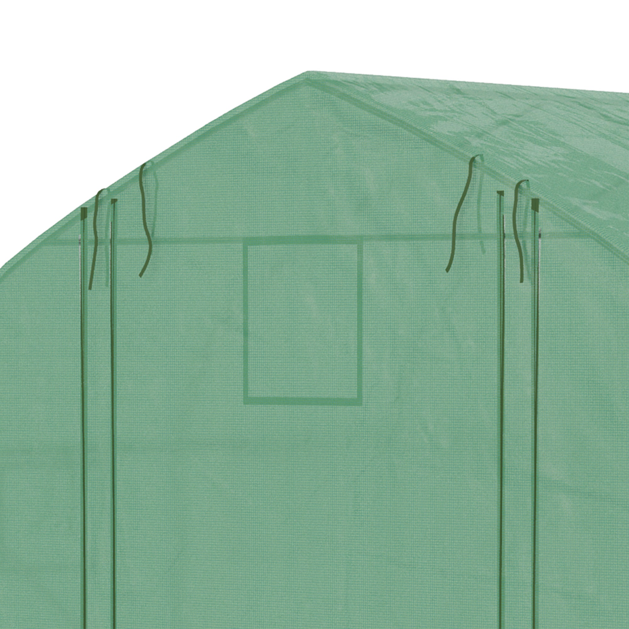 Outsunny Invernadero de Túnel 347x300x200 cm Invernadero de Jardín con Puerta Enrollable 6 Ventanas Cubierta PE 140g/m² Estructura de Acero Galvanizado para Cultivos Plantas Flores Verde