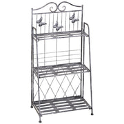 Outsunny Estantería para Plantas Plegable Soporte para Plantas de 3 Niveles con Estructura de Metal Soporte para Macetas para Interior y Exterior Gris Plateado
