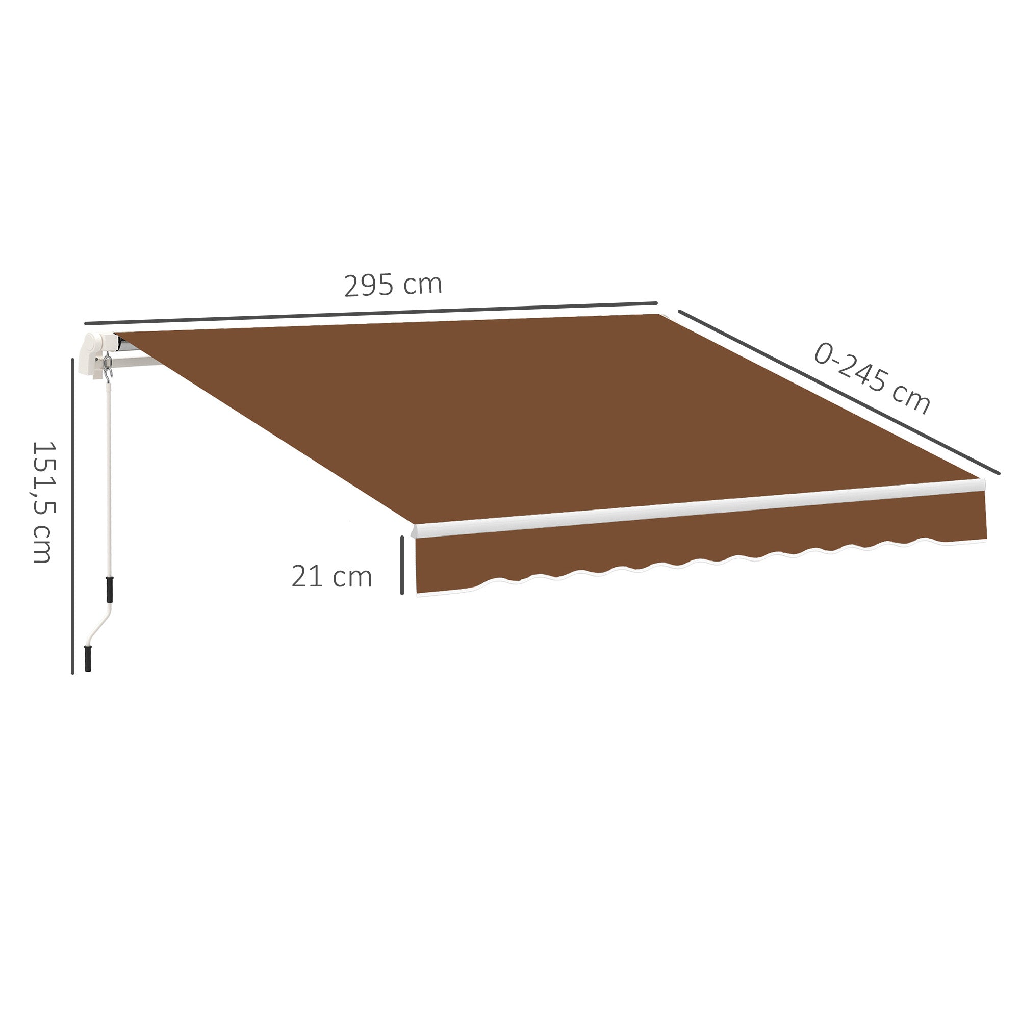 Outsunny Toldo Manual Retráctil 3x2,5 cm Toldo para Balcón con Manivela de Metal Impermeable y Anti-UV Toldo Enrollable de Exterior para Jardín Terraza Ventanas Café