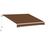 Outsunny Toldo Manual Retráctil 3x2,5 cm Toldo para Balcón con Manivela de Metal Impermeable y Anti-UV Toldo Enrollable de Exterior para Jardín Terraza Ventanas Café