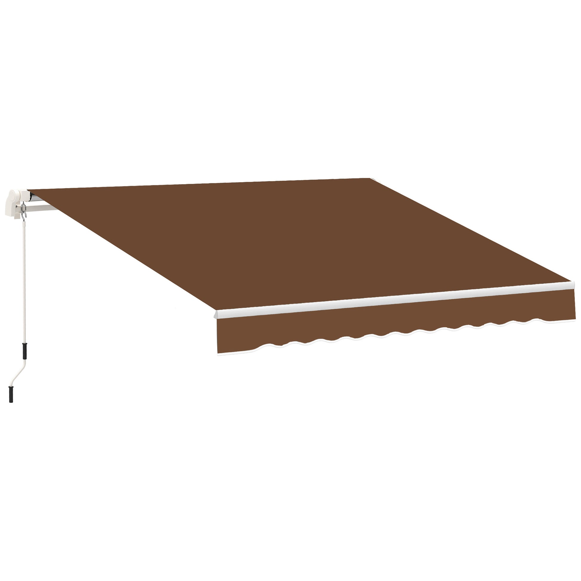 Outsunny Toldo Manual Retráctil 3x2,5 cm Toldo para Balcón con Manivela de Metal Impermeable y Anti-UV Toldo Enrollable de Exterior para Jardín Terraza Ventanas Café