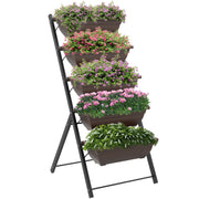 Outsunny Soporte para Plantas de 5 Niveles con 5 Macetas, Estantería para Plantas para Esquina, Orificios de Drenaje, Diseño en Escalera, Soporte para Macetas, Interior y Exterior, 55x63x120 cm, Negro